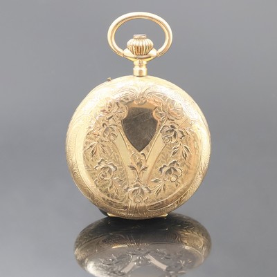 26918573a - HEBDOMAS seltene 8-Tage-Savonette in GG 585/000, Schweiz um 1915, floral grav. Geh., ...