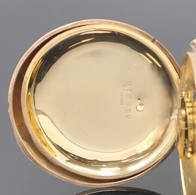 26918577f - ELGIN Herrensavonette in RG 333/000, USA um 1880, 3-Deckel Goldgeh. dell., geriffelter ...