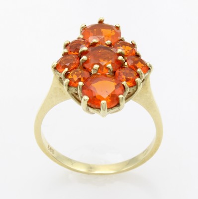 Image Ring mit Feueropalen, GG 585/000, Ringkopf in anged. Navetteform bes. m. Feueropalen, RW ...