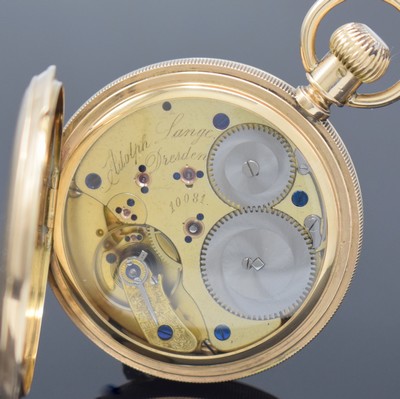 26918587e - ADOLPH LANGE DRESDEN frühes 1A Taschenuhrwerk im neutralen GG 585/000 ...