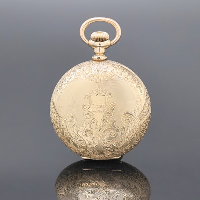 26918594b - ELGIN Herrensavonette in GG 585/000, USA um 1900, grav. 3-Deckel Goldgeh., guill. ...