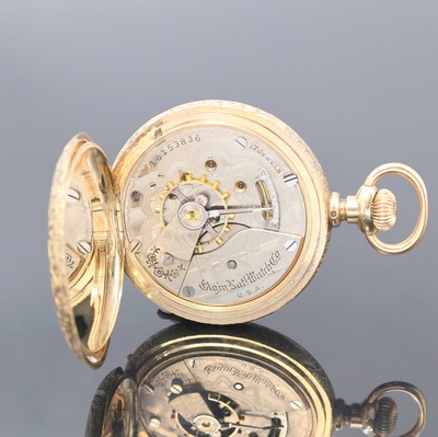 26918594e - ELGIN Herrensavonette in GG 585/000, USA um 1900, grav. 3-Deckel Goldgeh., guill. ...