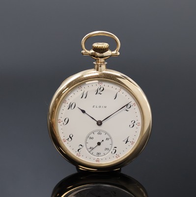 Image 26918598 - ELGIN offene Herrentaschenuhr in GG 585/000, USA um 1912, glattes Geh., Rückdeckel ...