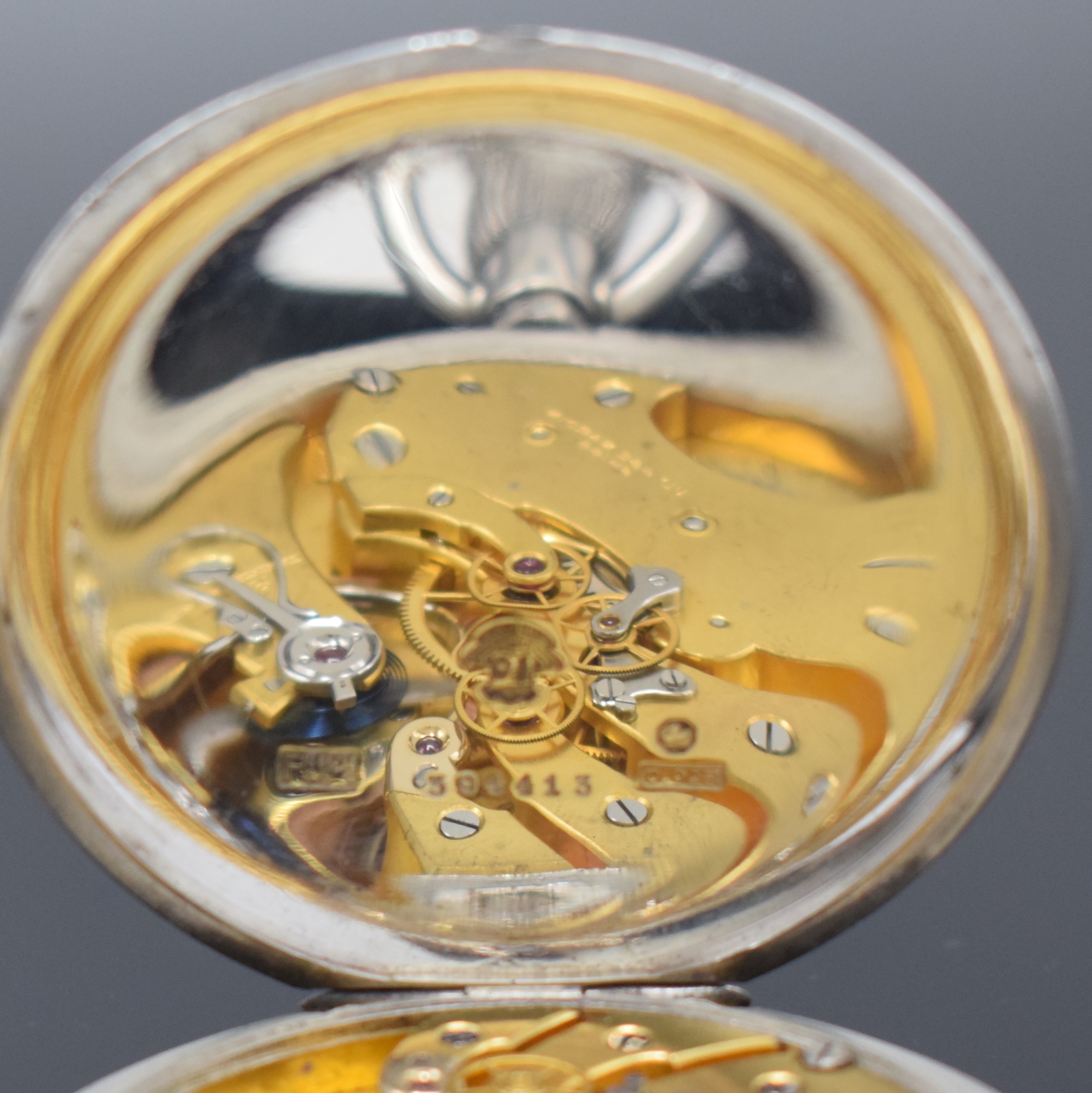 Detail b: ULYSSE NARDIN Chronometre seltene B-Uhr mit Zentralsekunde nach Jacot in Silber, Schweiz um 1920, glattes Geh. nicht zum Werk gehörend, Cuv. ...