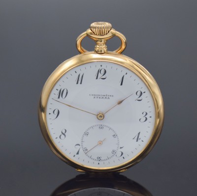 Image ETERNA CHRONOMETRE 14k pink gold open face pocket watch, Switzerland around 1915, ray- ...