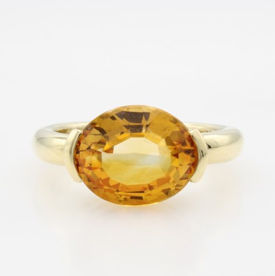 Image Ring mit Citrin, GG 585/000, ovaler Citrin ca. 4.73 ct (ca. 12x10 mm), RW ca. 56, ...