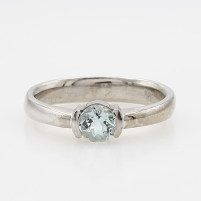 Image Ring mit Aquamarin, WG 585/000, runder Aquam. in Halbzarge gef. ca. 5 mm, RW ca. 56, ...
