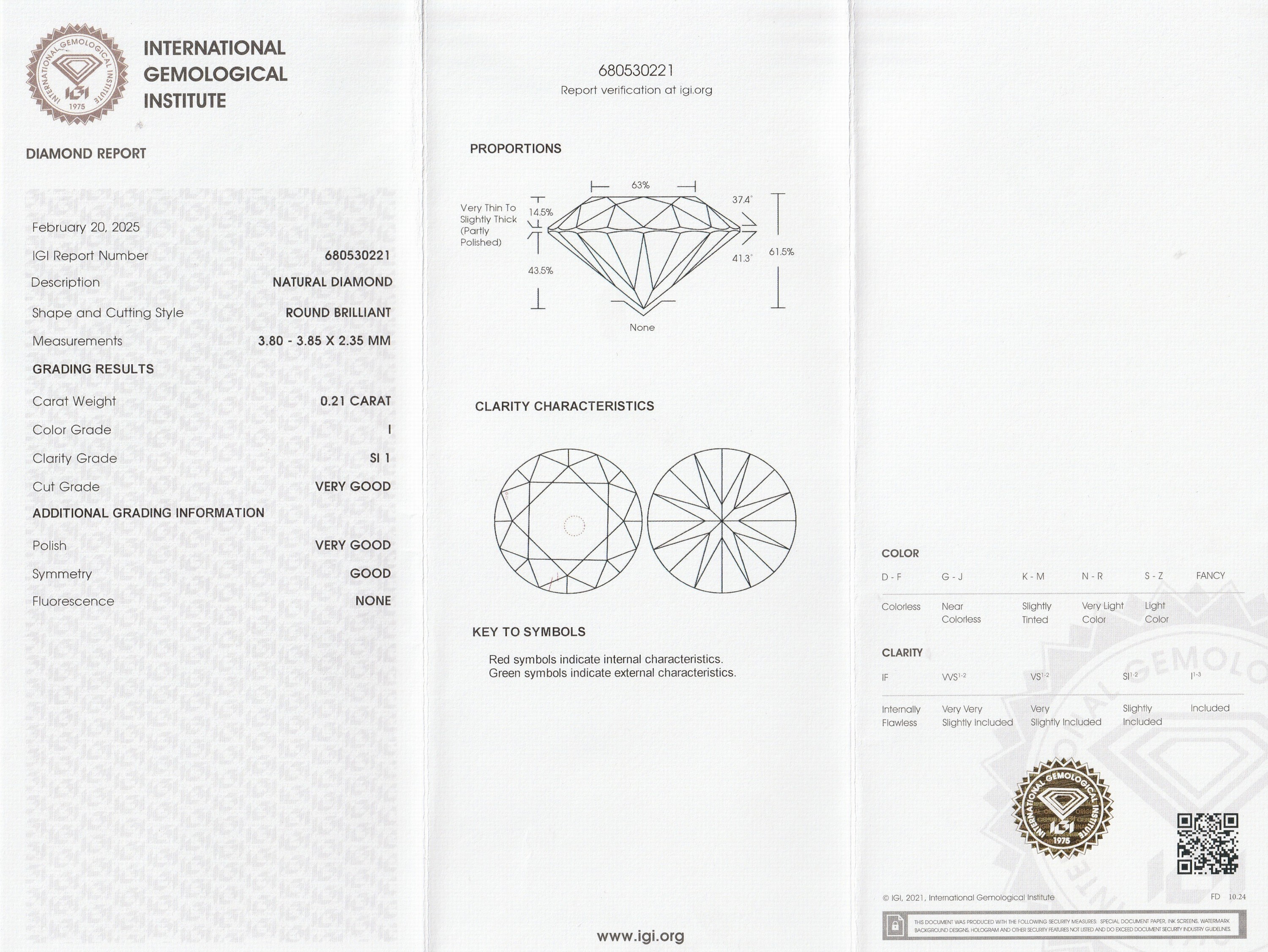 Detail a: Loser Brillant, 0.21 ct l.get.Weiß(I)/si1, eingeschweißt, mit IGI-Expertise