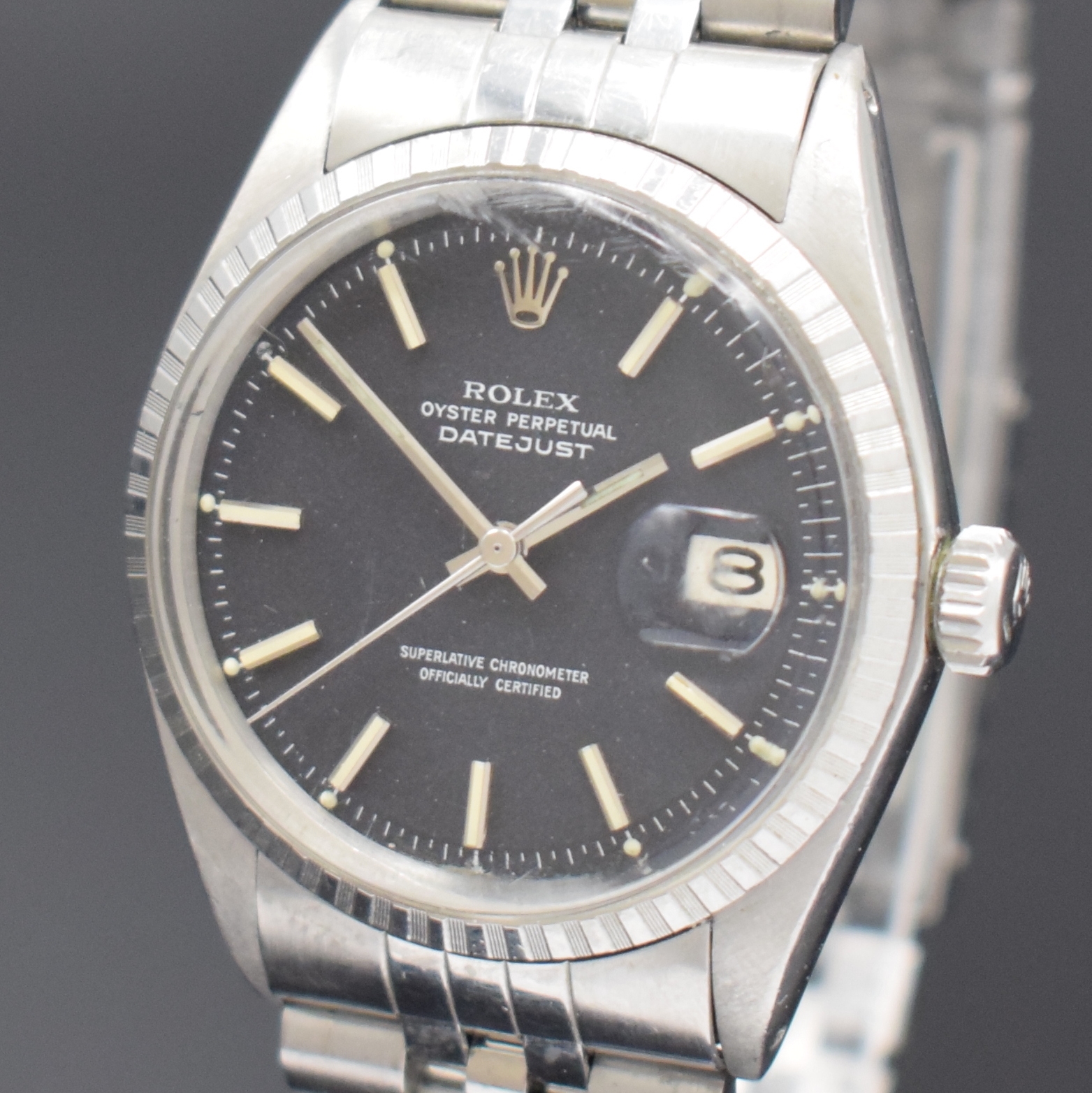 Detail a: ROLEX Datejust Referenz 1603 Herrenarmbanduhr in Stahl/Jubilee-Stahlband, Schweiz um 1967, Automatik, Oystergeh. m. geriffelter Index- Lünette, ...