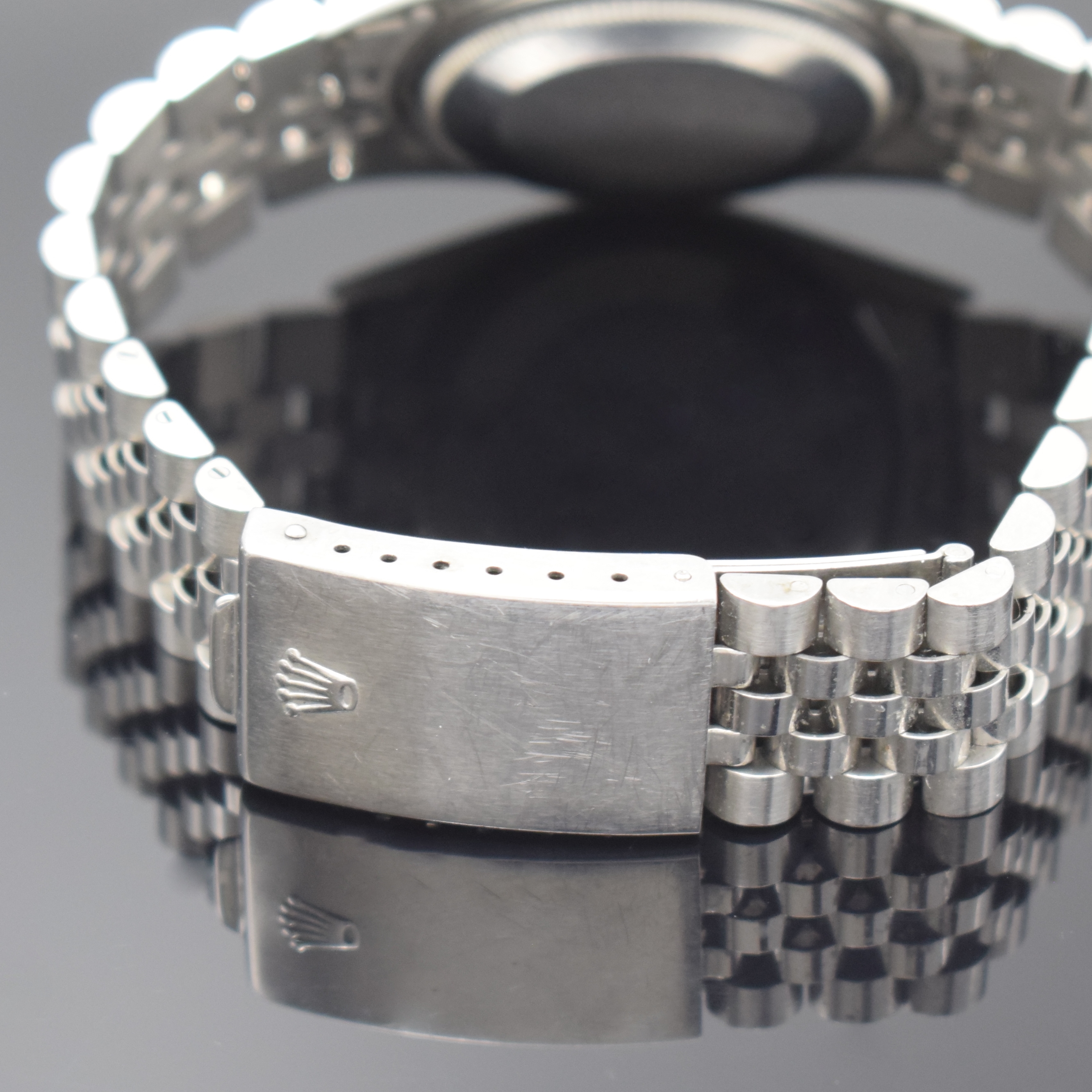 Detail b: ROLEX Datejust Referenz 1603 Herrenarmbanduhr in Stahl/Jubilee-Stahlband, Schweiz um 1967, Automatik, Oystergeh. m. geriffelter Index- Lünette, ...