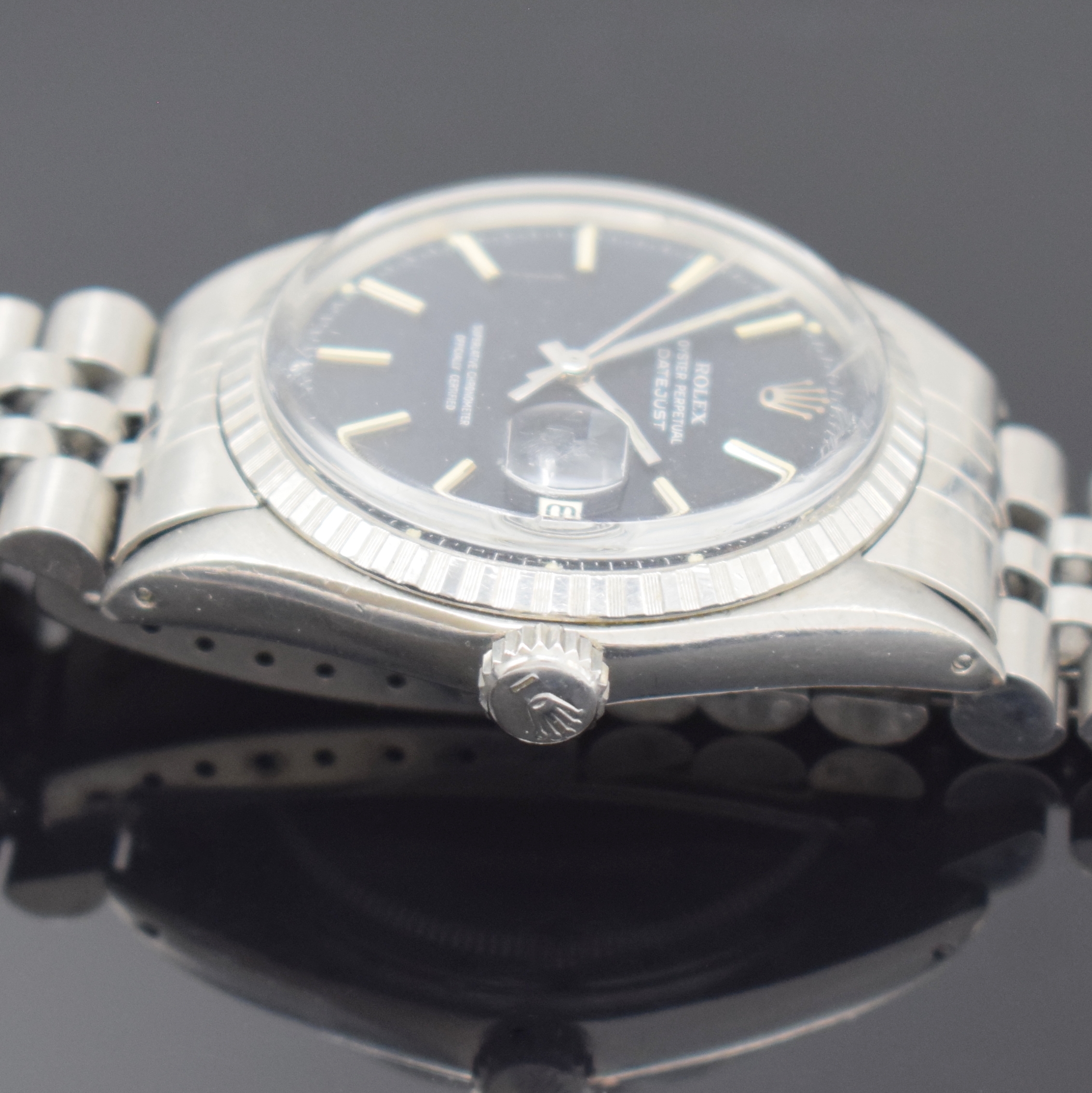 Detail c: ROLEX Datejust Referenz 1603 Herrenarmbanduhr in Stahl/Jubilee-Stahlband, Schweiz um 1967, Automatik, Oystergeh. m. geriffelter Index- Lünette, ...