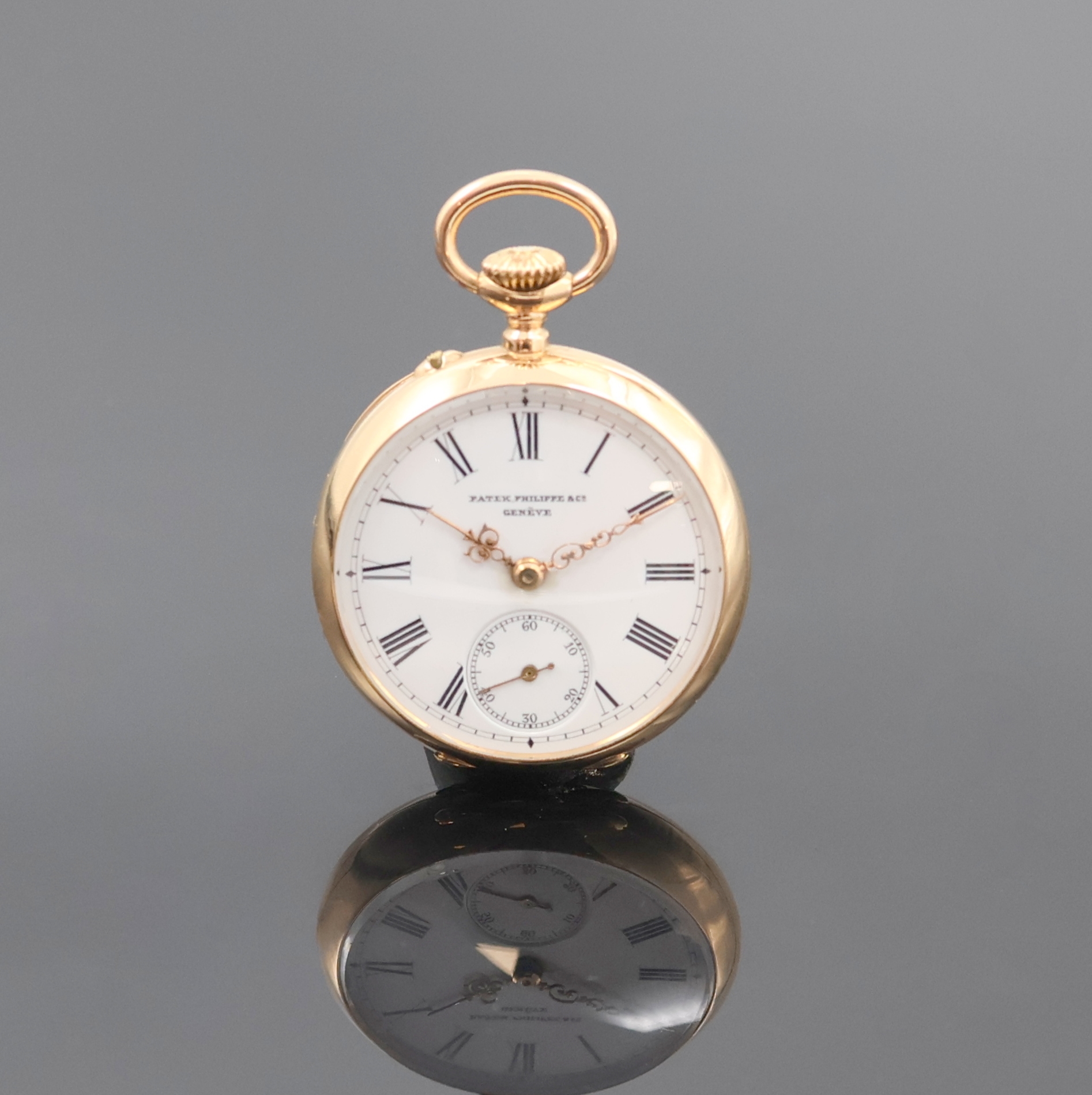 Image 26918752 - PATEK PHILIPPE & Co offene Damentaschenuhr in RG 750/000, Schweiz um 1900, glattes 2- ...