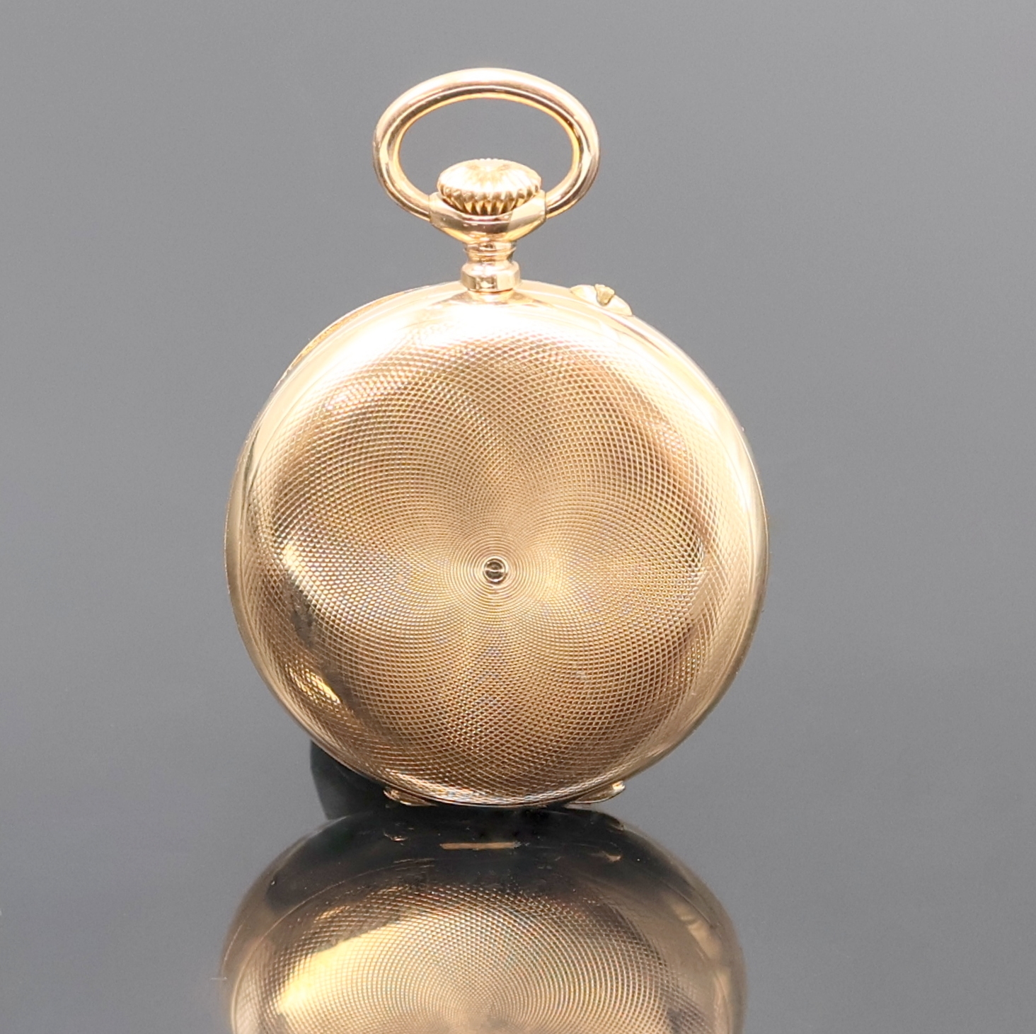 Detail a: PATEK PHILIPPE & Co offene Damentaschenuhr in RG 750/000, Schweiz um 1900, glattes 2- Deckel Goldgeh., guill. Rückdeckel, 2-tlg. Emailzifferbl. ...