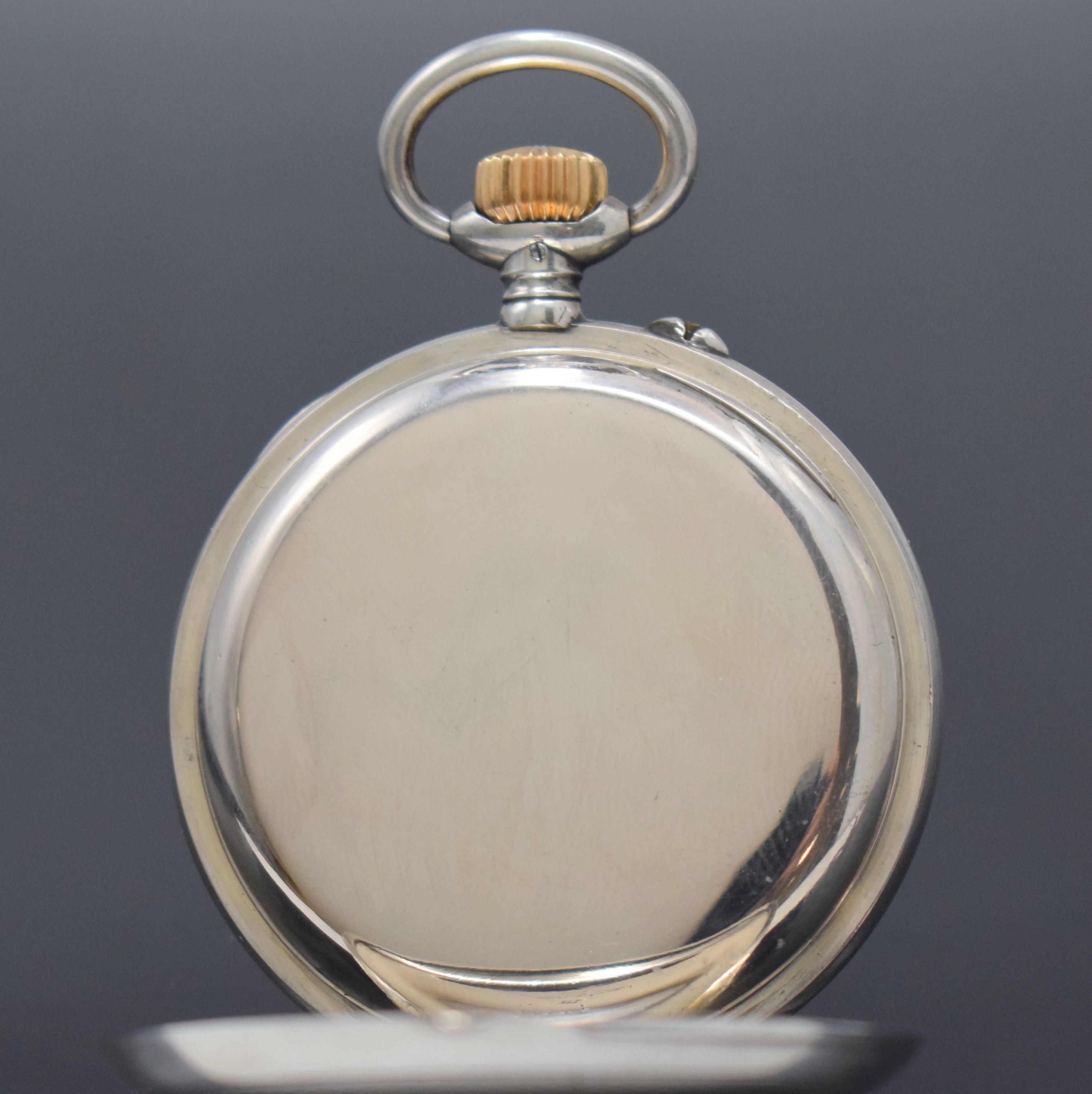 Detail c: UHRENFABRIK UNION Glashütte offene Silbertaschenuhr in 1C-Qualität, Deutschland um 1910, guill. Lucia-Geh., 2-teil. Emailzifferbl. m. arab. Zahlen, ...