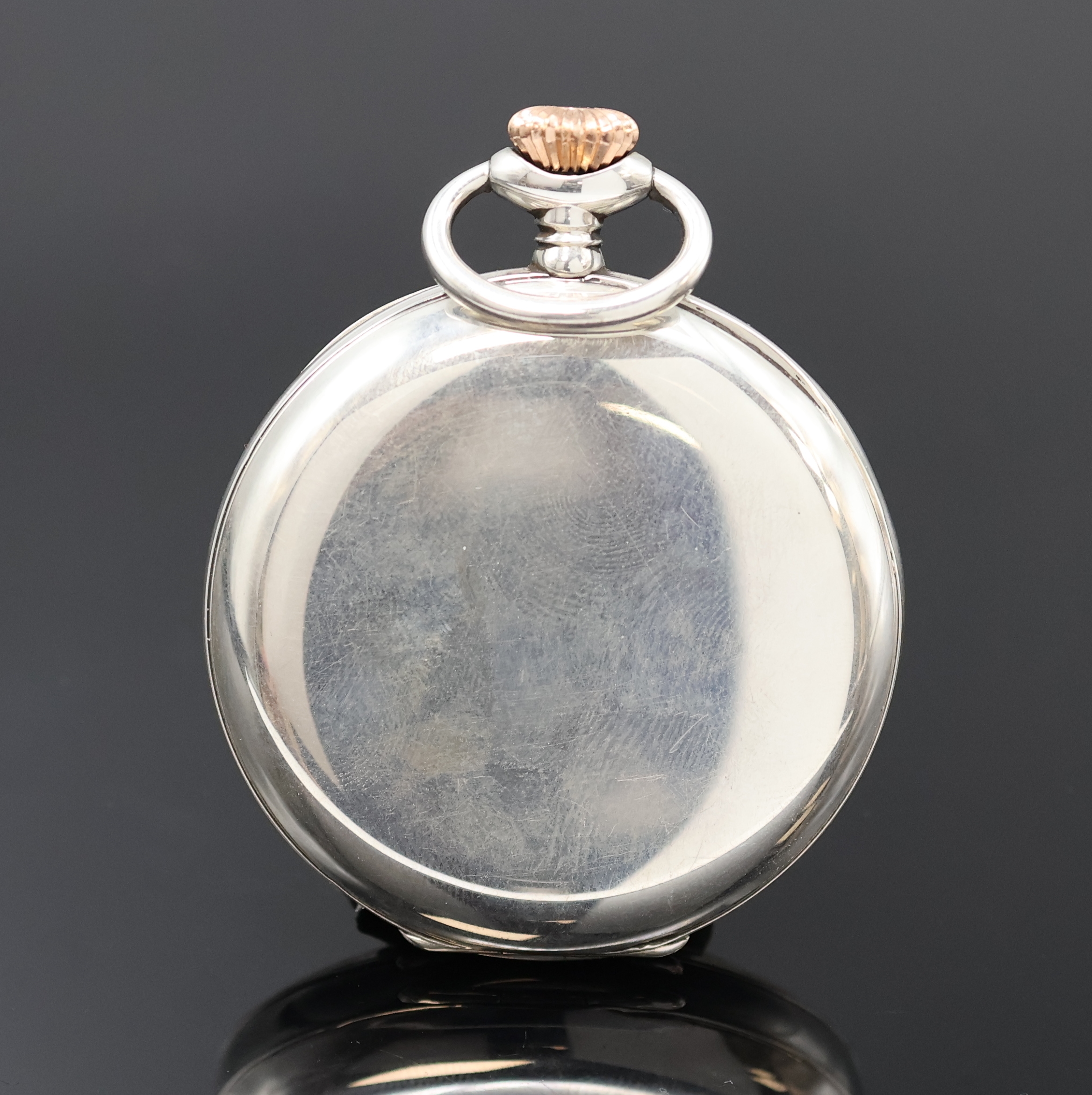 Detail a: UHRMACHERSCHULE ST. IMIER offene Silbertaschenuhr, Schweiz um 1915, glattes Geh., Rähmchen-Emailzifferbl. m. arab. Zahlen, gold. Zeiger, kl. Sek. b. ...