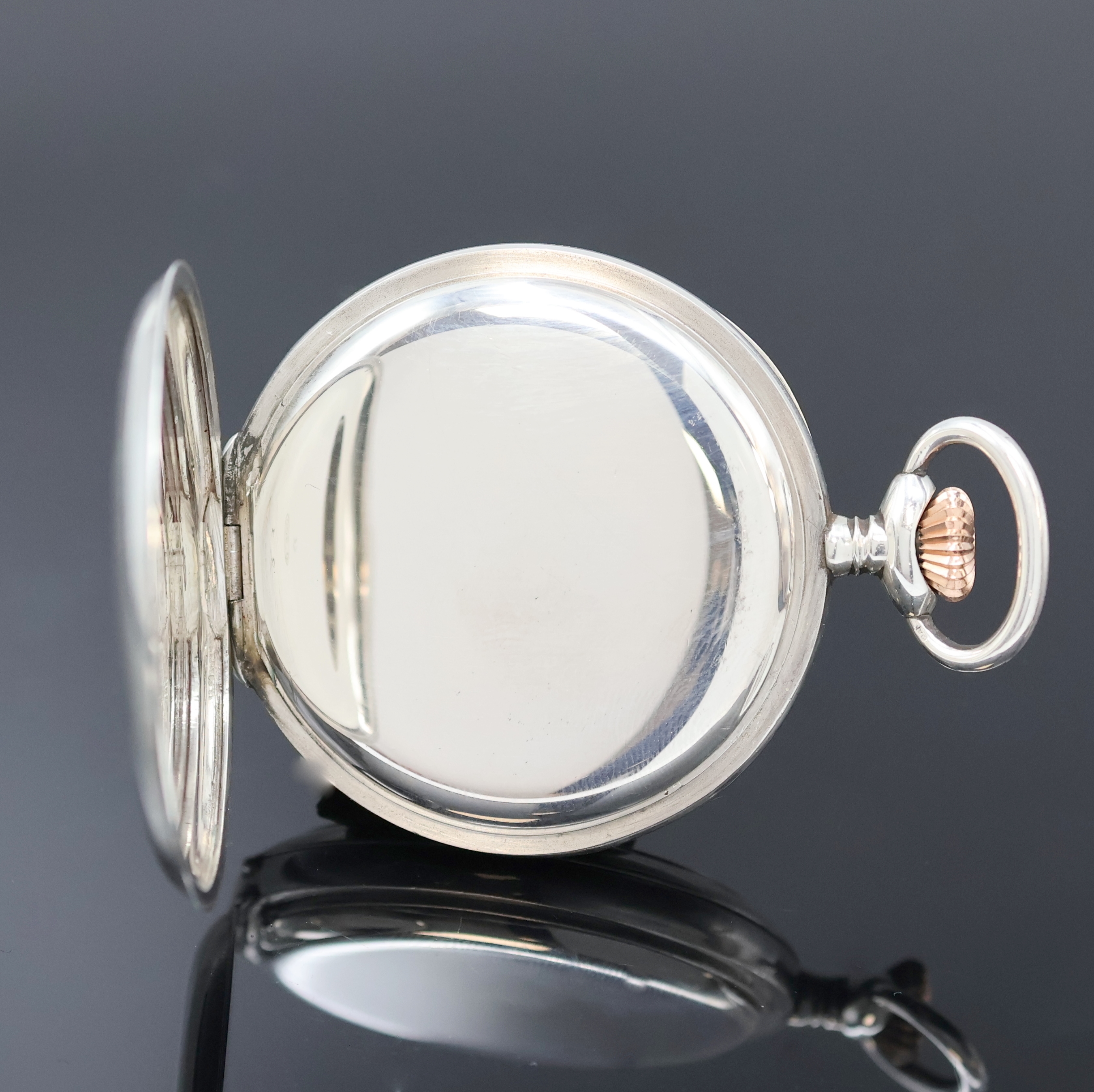 Detail b: UHRMACHERSCHULE ST. IMIER offene Silbertaschenuhr, Schweiz um 1915, glattes Geh., Rähmchen-Emailzifferbl. m. arab. Zahlen, gold. Zeiger, kl. Sek. b. ...