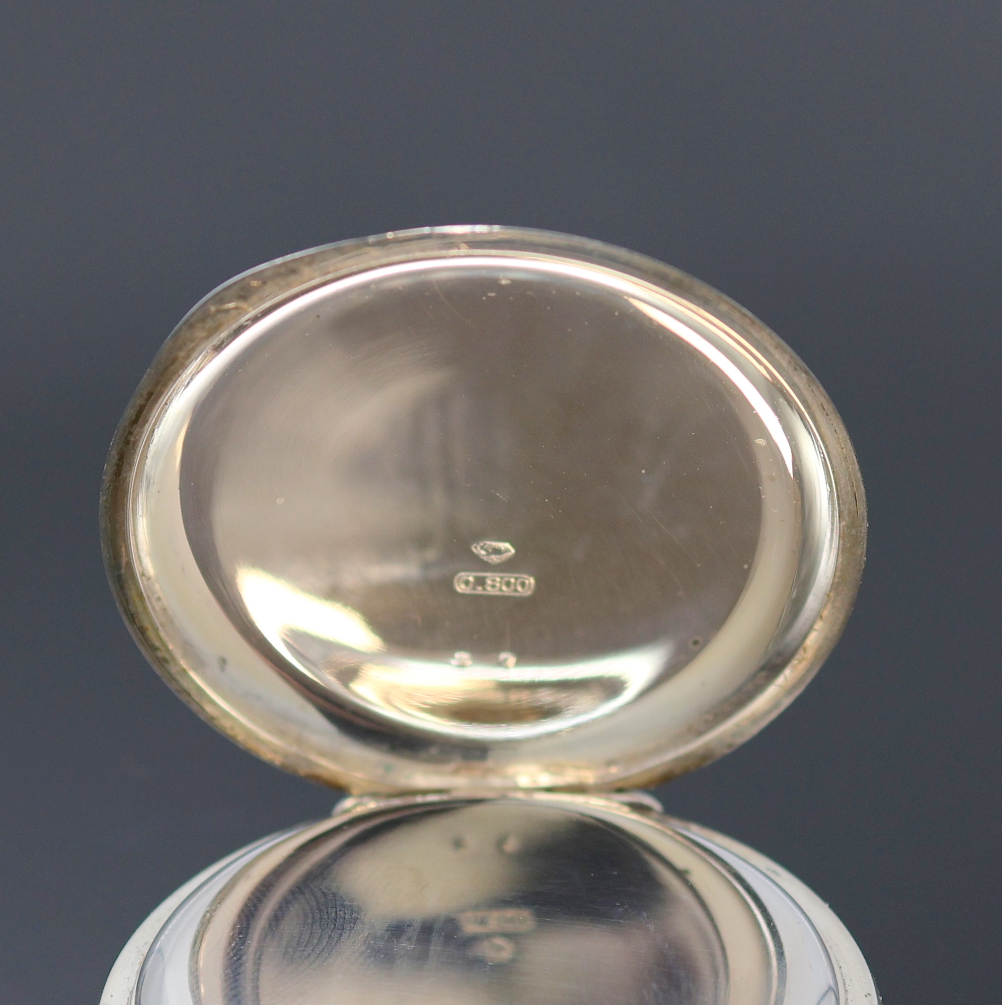 Detail b: UHRMACHERSCHULE Neuchâtel offene Taschenuhr in Silber, Schweiz um 1920, glattes Geh., Emailzifferbl. m. arab. Zahlen, kl. Sek. b. 6, gebl. Zeiger, ...