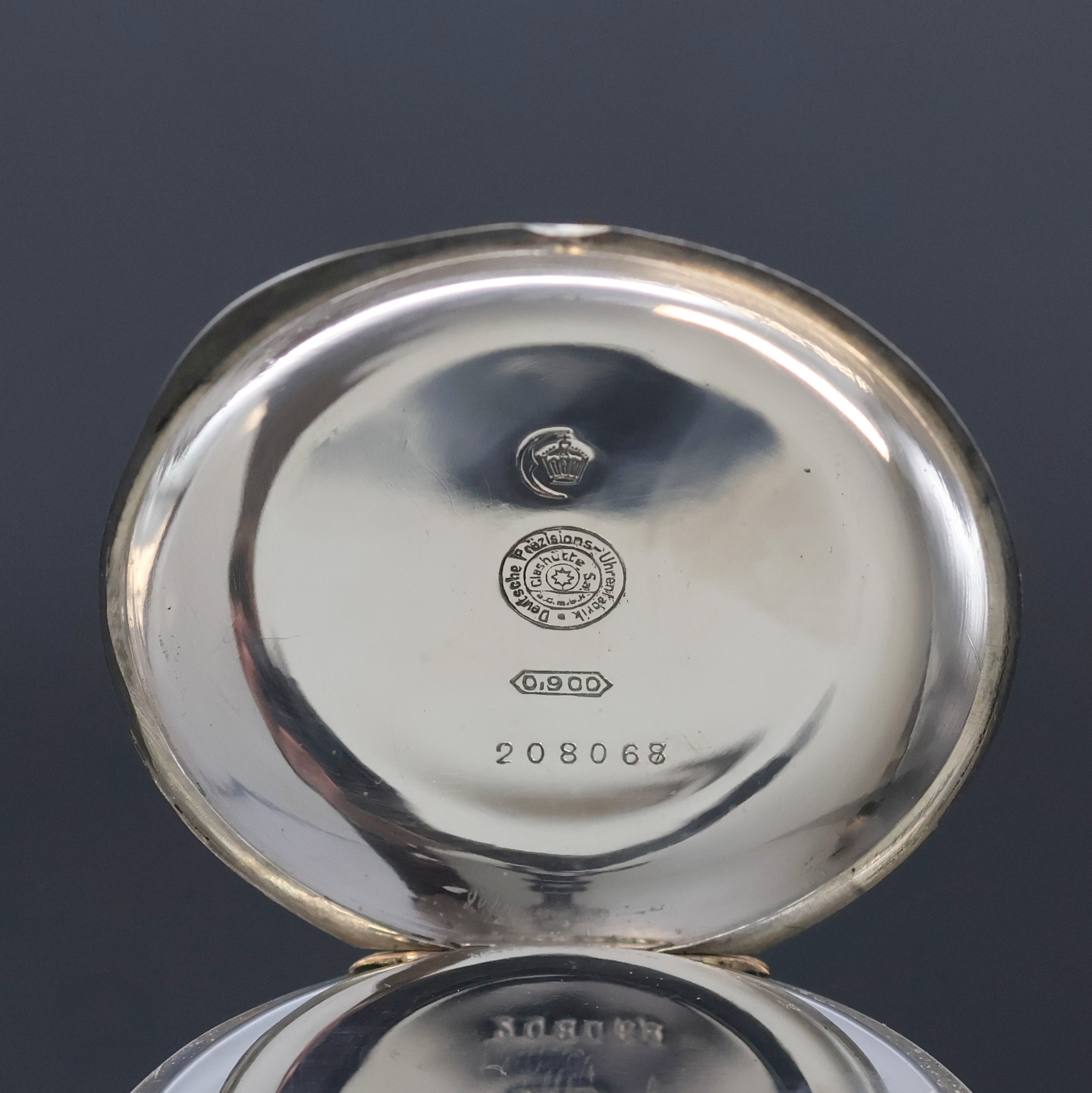 Detail d: DEUTSCHE PRÄZISIONSUHR ORIGINAL GLASHÜTTE(SA) Herrensavonette in Silber, Deutschland um 1920, glattes Geh. m. Werk nicht nummerngleich, ...