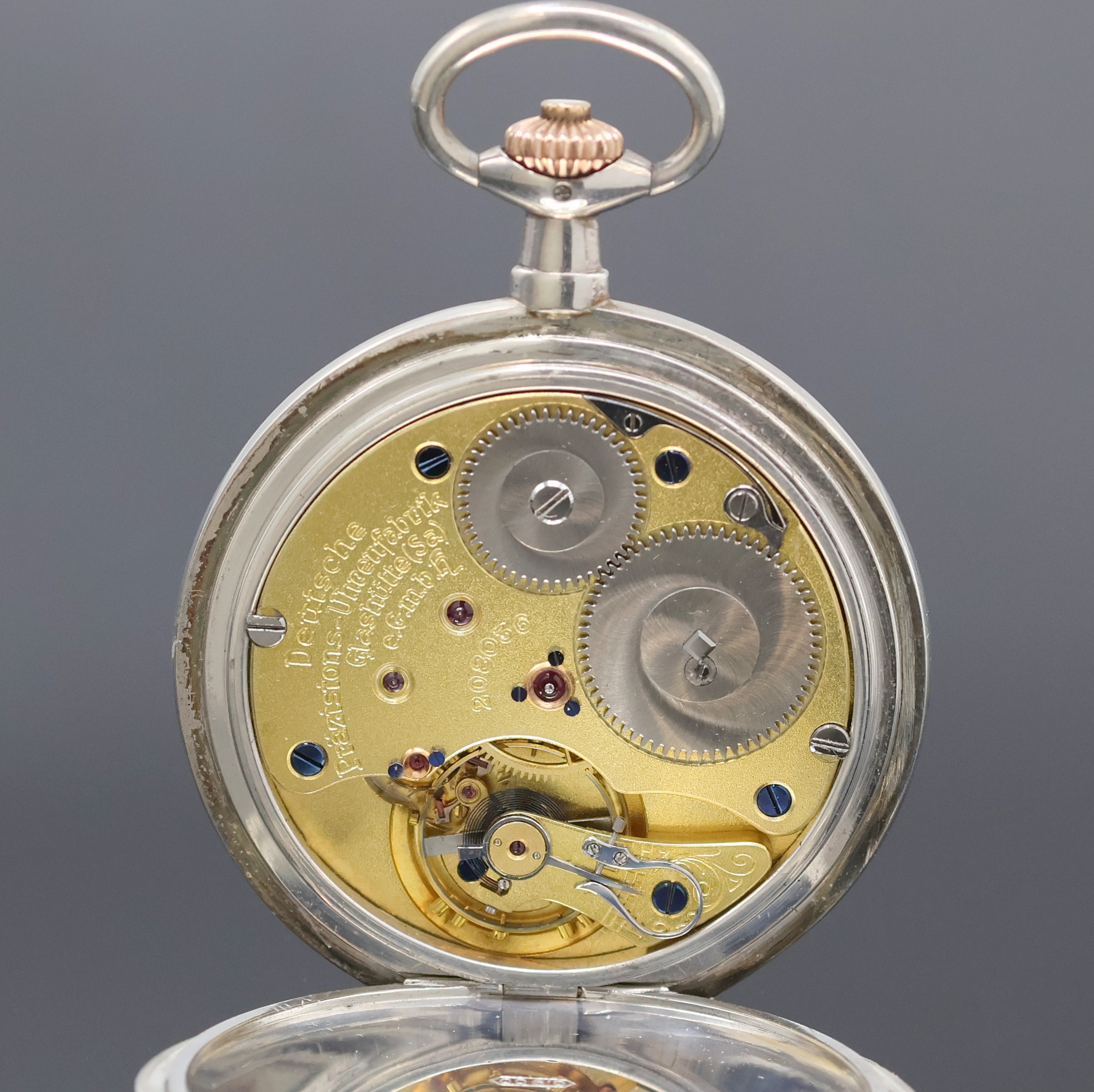 Detail f: DEUTSCHE PRÄZISIONSUHR ORIGINAL GLASHÜTTE(SA) Herrensavonette in Silber, Deutschland um 1920, glattes Geh. m. Werk nicht nummerngleich, ...