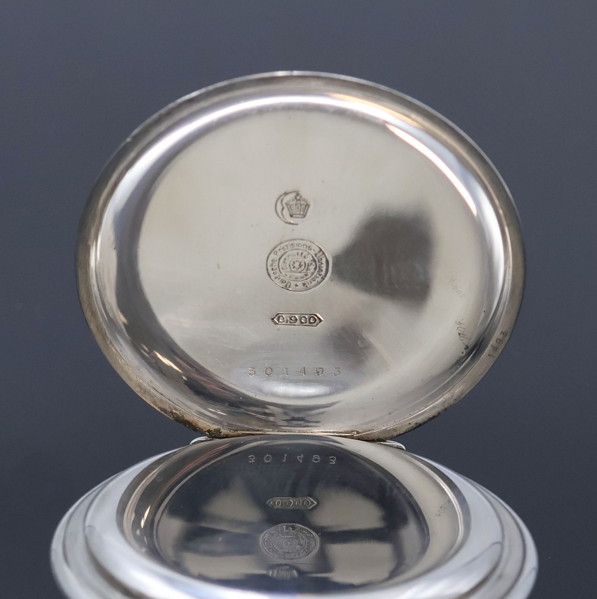 Detail b: DEUTSCHE PRÄZISIONSUHR ORIGINAL GLASHÜTTE(SA) offene Silbertaschenuhr, Deutschland um 1920, glattes Geh., Emailzifferbl. m. Breguetzahlen, kl. Sek. ...