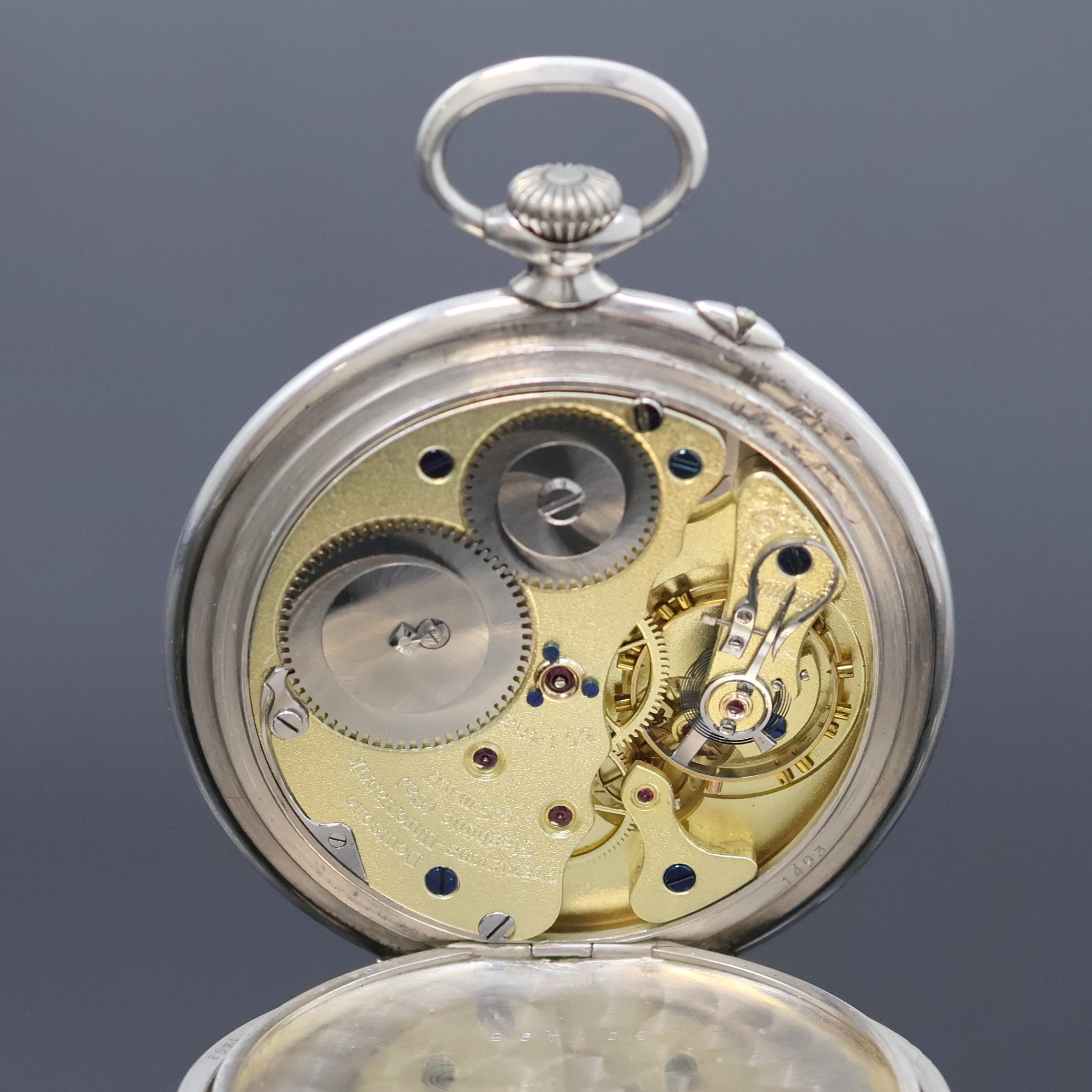 Detail c: DEUTSCHE PRÄZISIONSUHR ORIGINAL GLASHÜTTE(SA) offene Silbertaschenuhr, Deutschland um 1920, glattes Geh., Emailzifferbl. m. Breguetzahlen, kl. Sek. ...