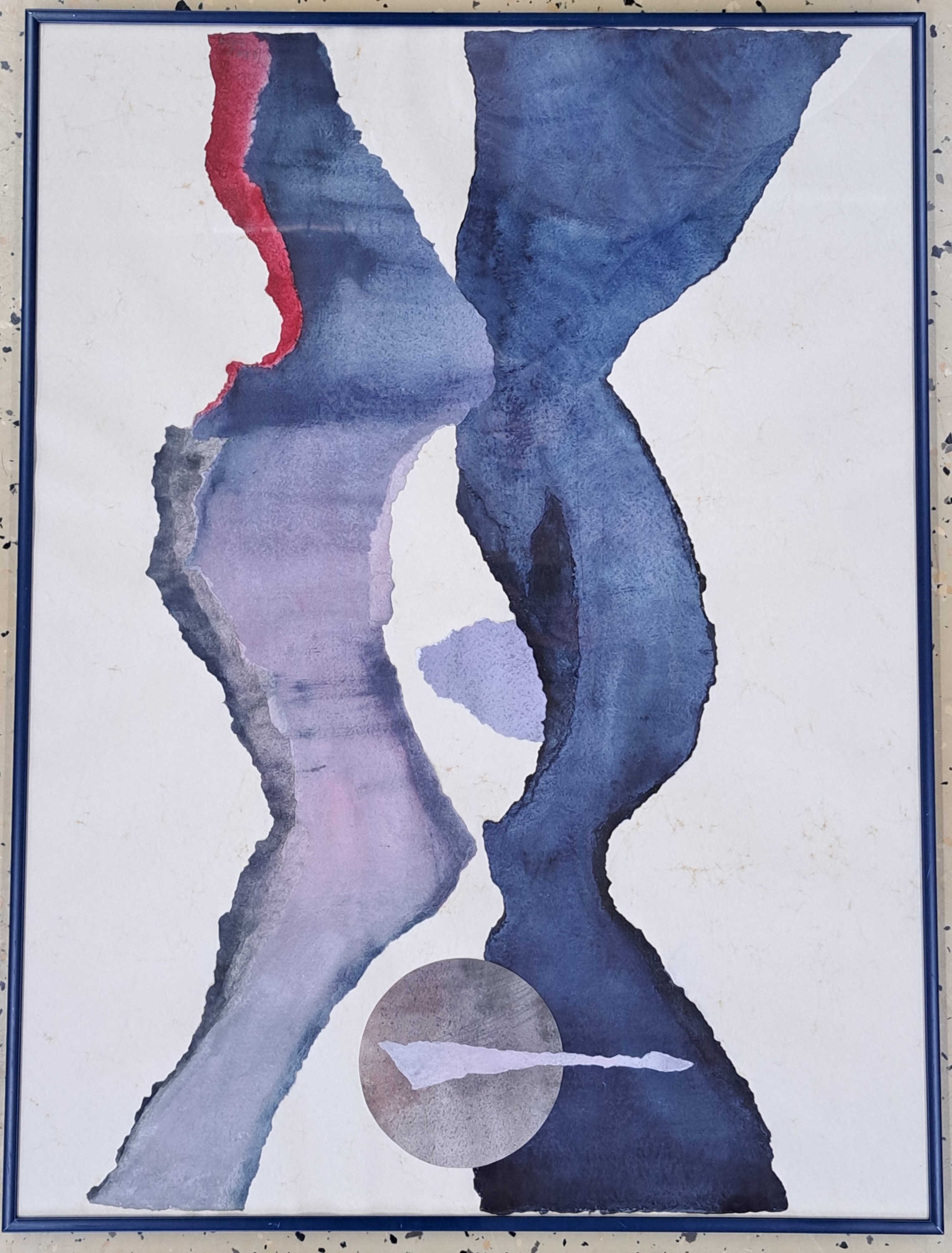 Detail b: Ungedeutete zeitgenössische Küntlerin, 2 Pendants: MOrgen und Abend, Collagen auf Papier, rückseitig betitelt, rechts unten jeweils undeutlich ...