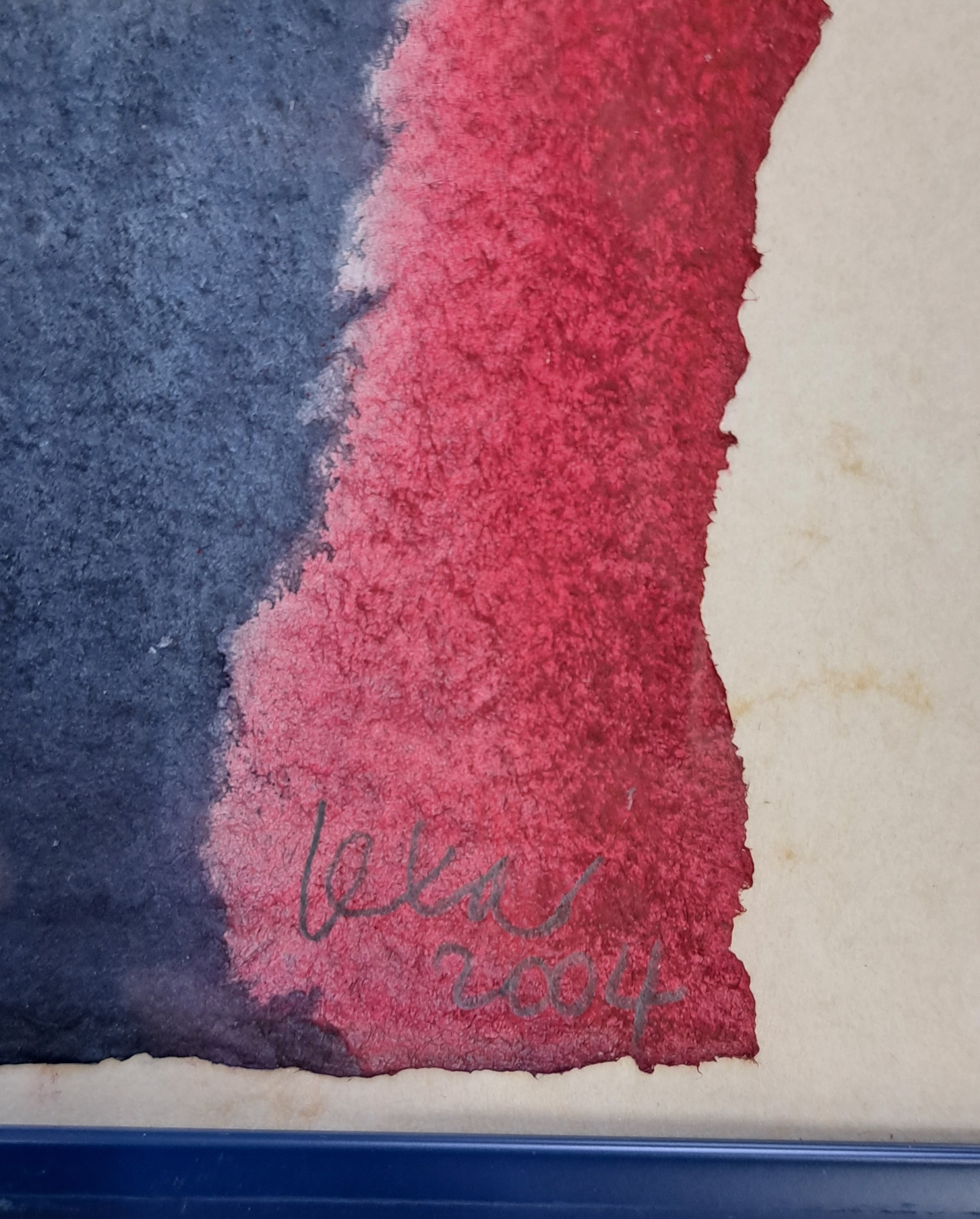 Detail c: Ungedeutete zeitgenössische Küntlerin, 2 Pendants: MOrgen und Abend, Collagen auf Papier, rückseitig betitelt, rechts unten jeweils undeutlich ...