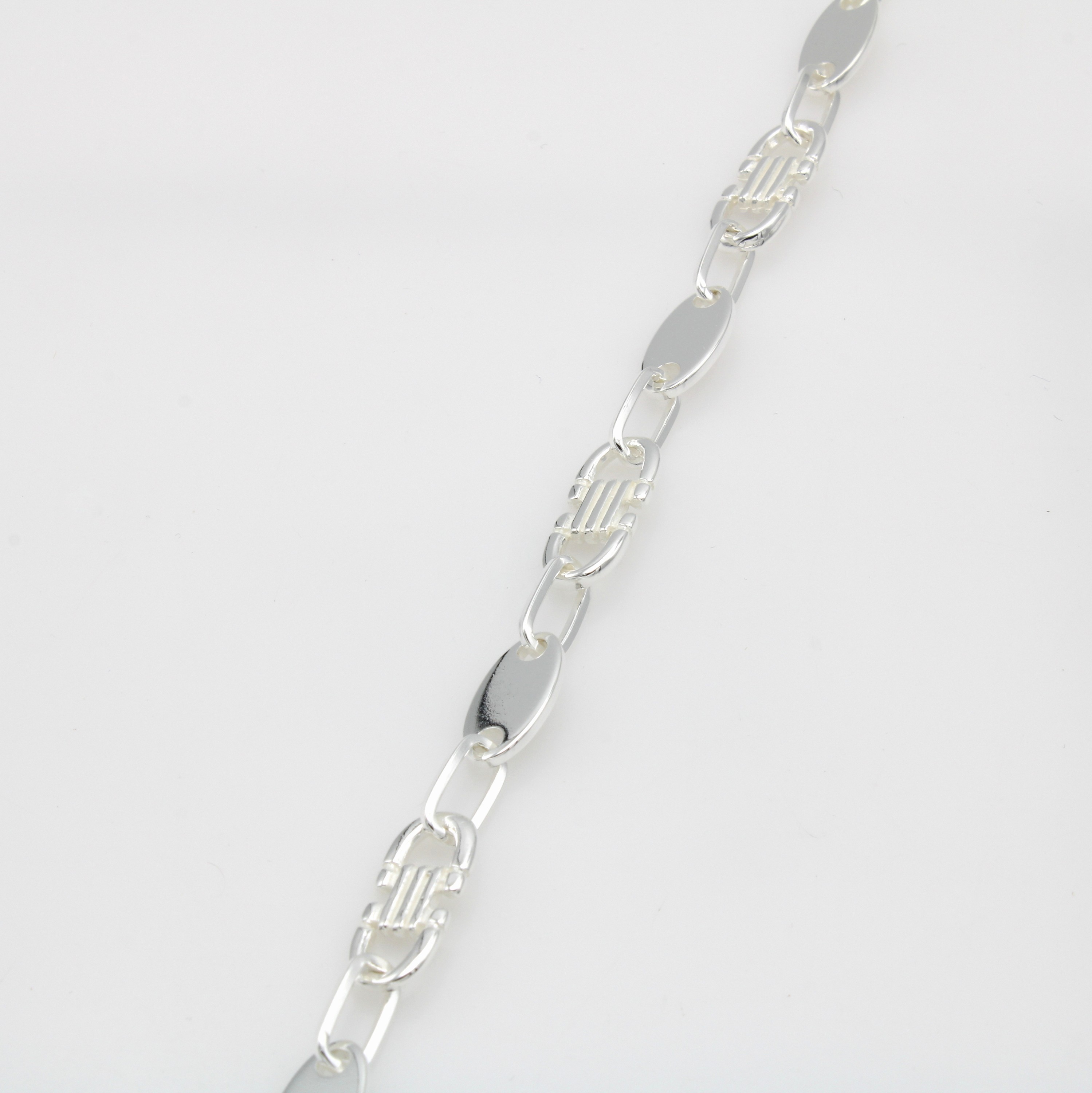 Image 26918786 - Gliederarmband, 925er Silber, flache Gliederim Fantasiemuster, Karabinerschl., L. ca. ...