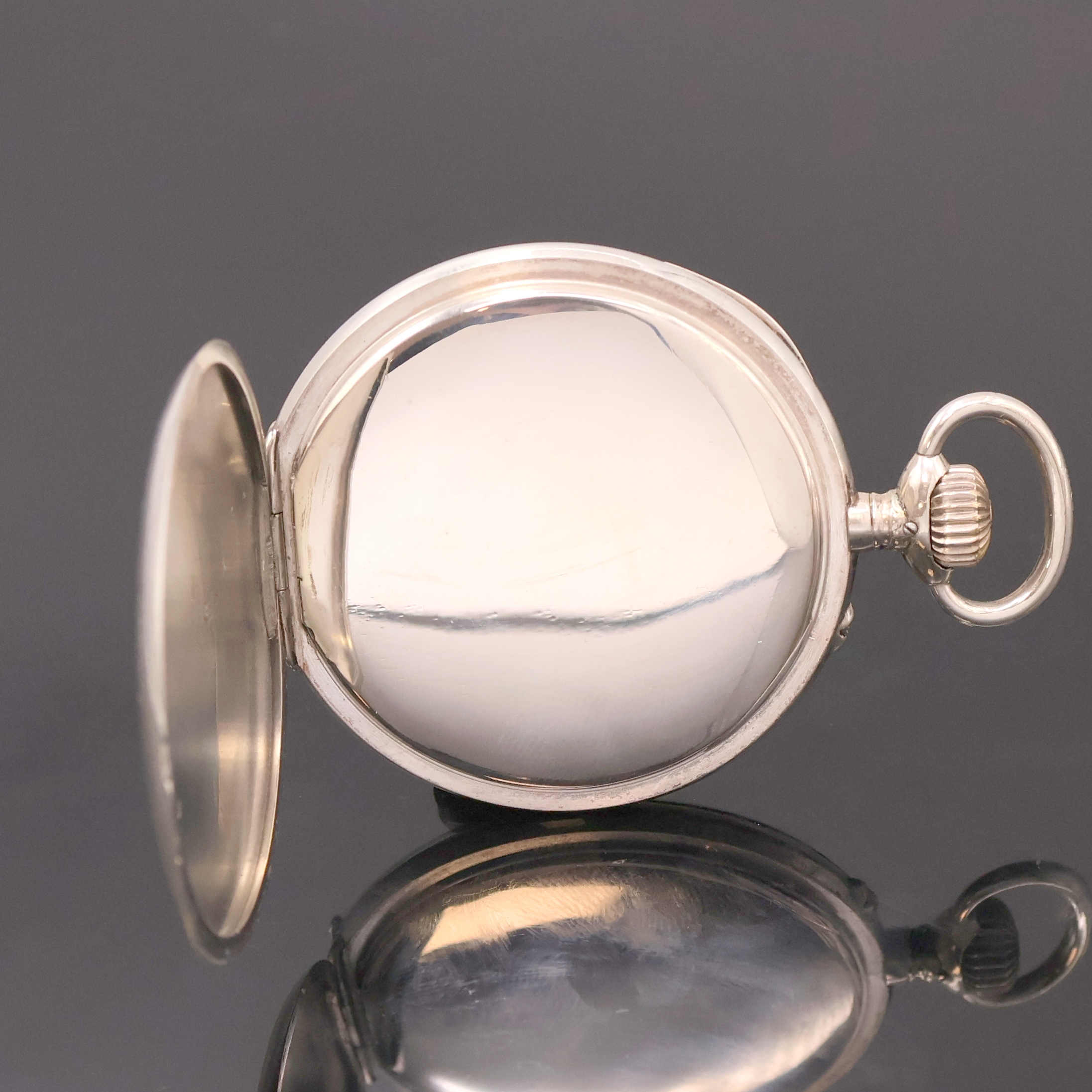 Detail c: UHRENFABRIK UNION Glashütte offene Silber- taschenuhr in 1C-Qualität, Deutschland um 1920, glattes Geh., Silbercuvette, Emailzifferbl. m. ...