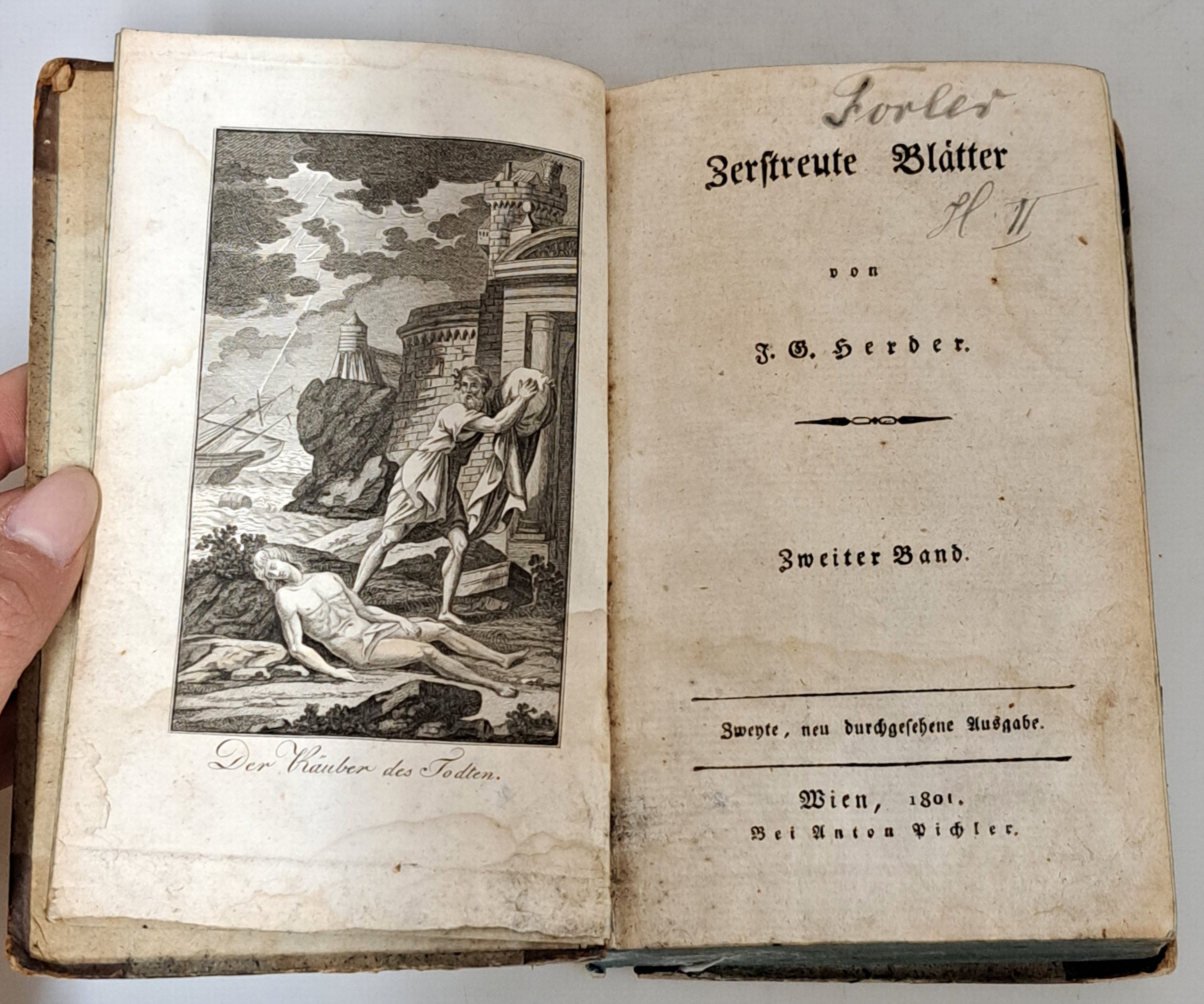 Detail a: Johann Gottfried Herder (1744-1803): Zerstreute Blätter, Wien, Anton Pichler 1801 , in 5 Bänden, kl. 8°, Halbledereinbände l. lädiert, ...