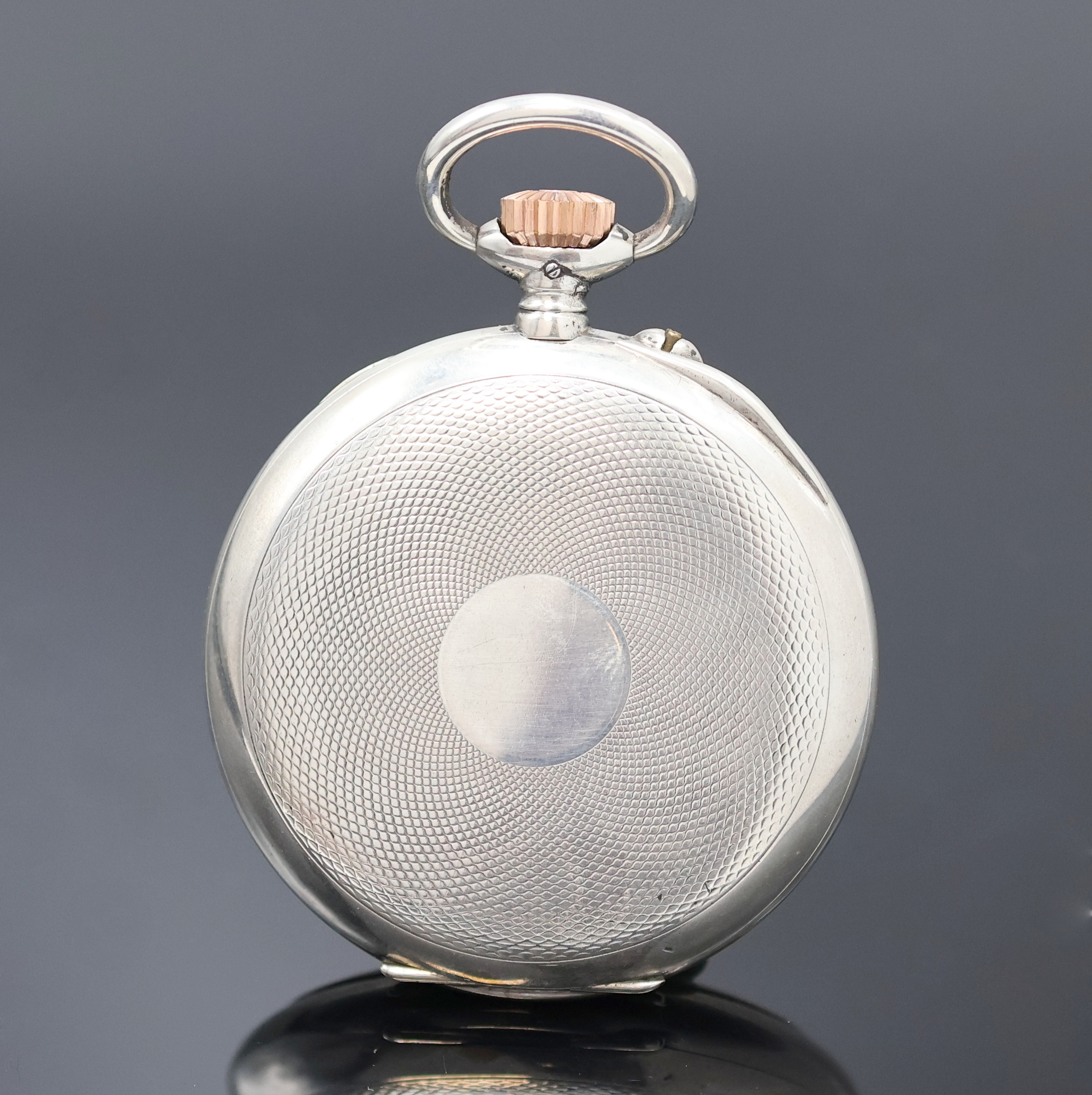 Detail a: UHRENFABRIK UNION Glashütte offene Taschenuhr in Silber mit seltenem Werk, Deutschland um 1920, Geh. guill., 2-tlg. Emailzifferbl. m. ...
