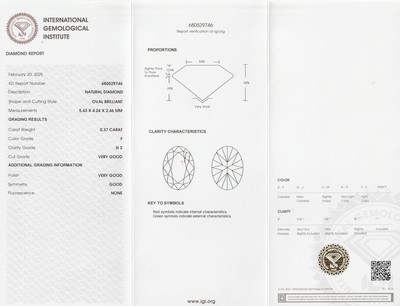 26918727a - Loser Diamant, 0.37 ct feines Weiß+(F)/si2, oval, eingeschweißt, mit ...