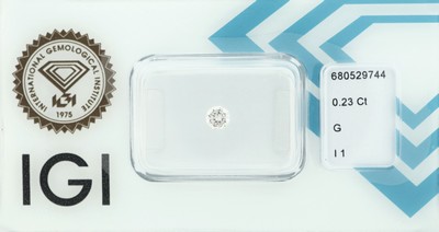 Image Loser Brillant, 0.23 ct feines Weiß(G)/p1, eingeschweißt, mit IGI-Expertise ...