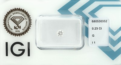 Image Loser Brillant, 0.23 ct feines Weiß(G)/p1, eingeschweißt, mit IGI-Expertise ...