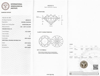 26918734a - Loser Brillant, 0.23 ct hochfeines Weiß (E)/si1, eingeschweißt, mit ...
