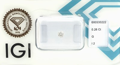 Image Loser Brillant, 0.26 ct feines Weiß(G)/p2, eingeschweißt, mit IGI-Expertise ...