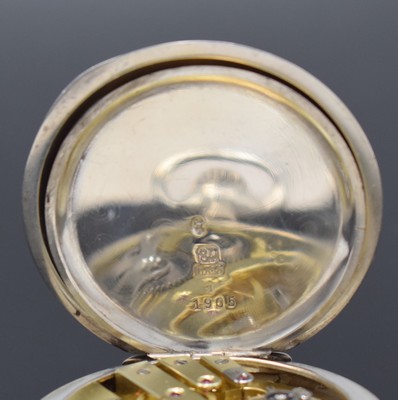 26918756d - UHRMACHERSCHULE Schweiz offene Silbertaschenuhr, um 1905, glattes Geh., 2- teil. ...