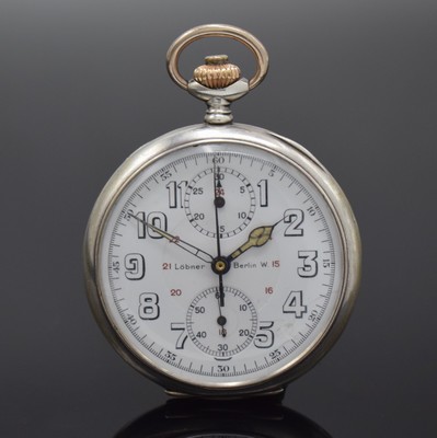 Image 26918758 - LÖBNER Berlin/ MINERVA Militärtaschenuhr mit Chronograph in Silber, Schweiz um ...