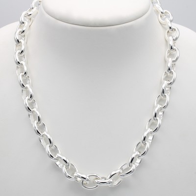 26918779a - Gliedercollier, 925er Silber, Ankerglieder, Karabinerschl., L. ca. 51 cm