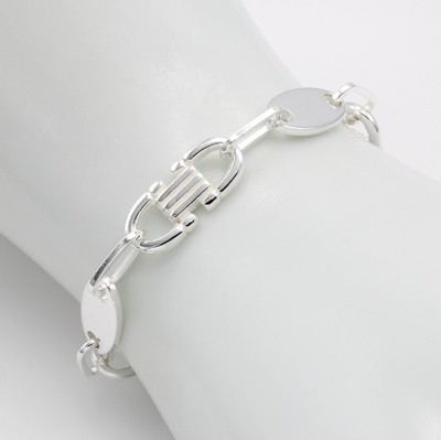 26918786a - Gliederarmband, 925er Silber, flache Gliederim Fantasiemuster, Karabinerschl., L. ca. ...