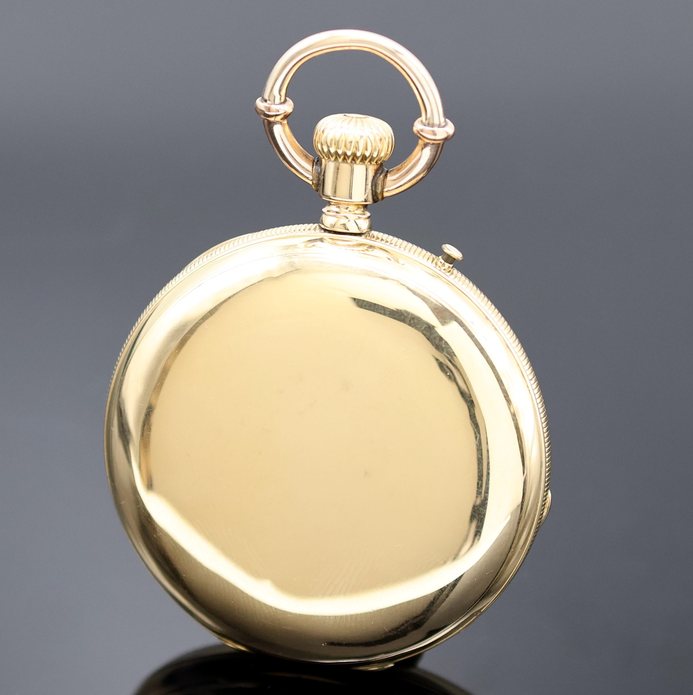 Detail b: EDOUARD PERREGAUX Le Locle schwere Herrensavonette in GG 750/000, Schweiz um 1880, glattes 3-Deckel Goldgeh. m. Münzrand ber., 2-tlg. Emailzifferbl. ...