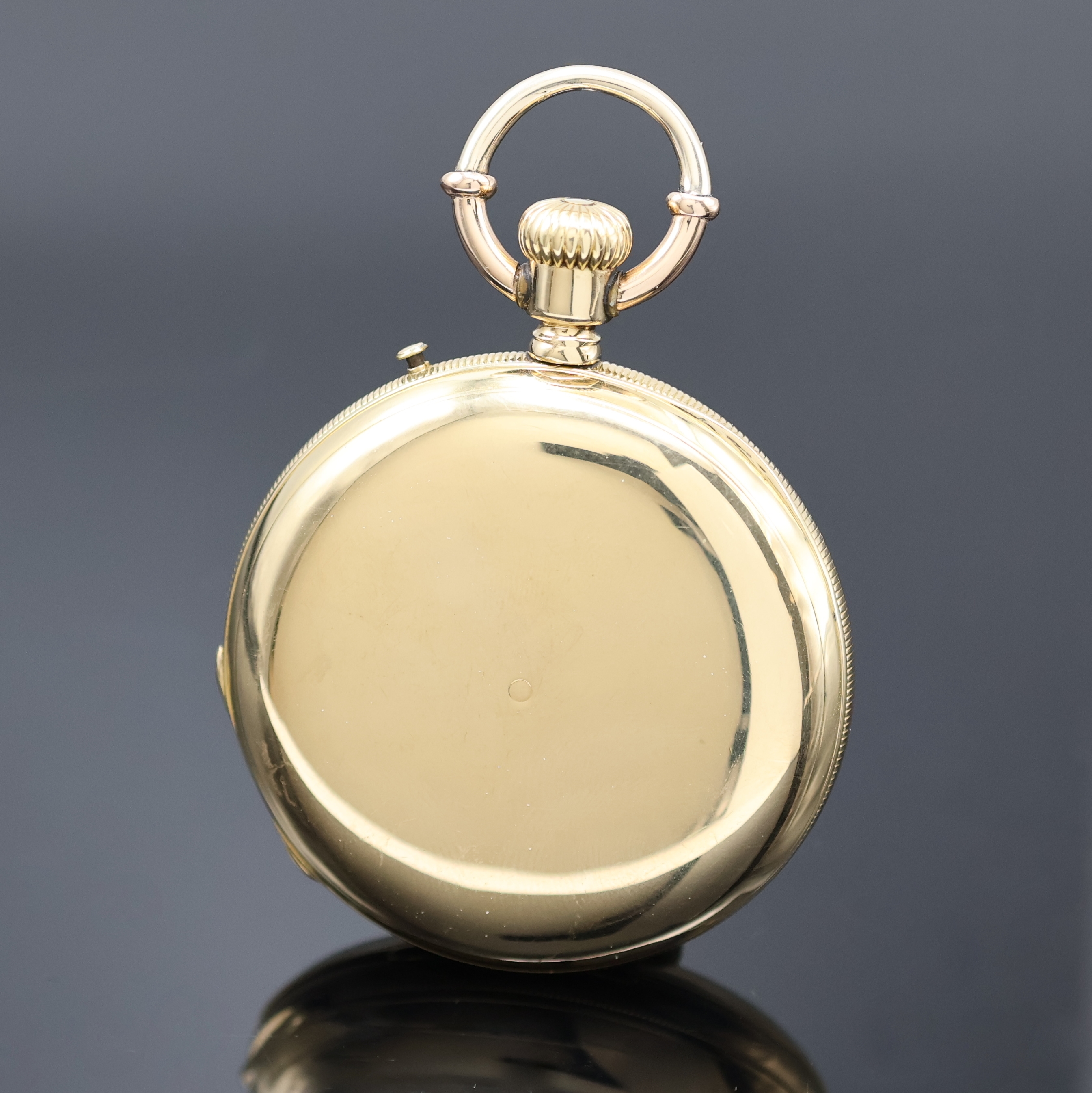 Detail c: EDOUARD PERREGAUX Le Locle schwere Herrensavonette in GG 750/000, Schweiz um 1880, glattes 3-Deckel Goldgeh. m. Münzrand ber., 2-tlg. Emailzifferbl. ...