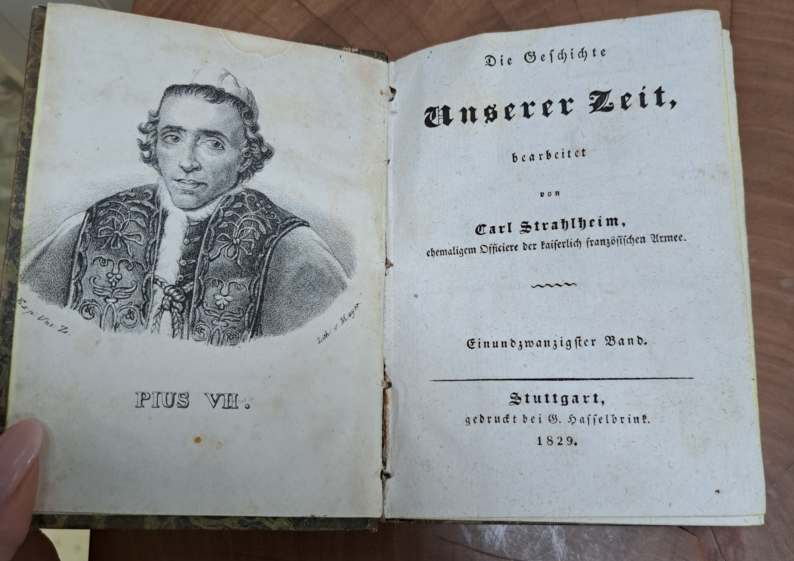 Detail c: Carl Strahlheim (1789-1858), Carl von Rotteck u.a.: Unsere Zeit, oder geschichtliche Uebersicht der merckwürdigsten Ereignisse von 1789-1830, ...
