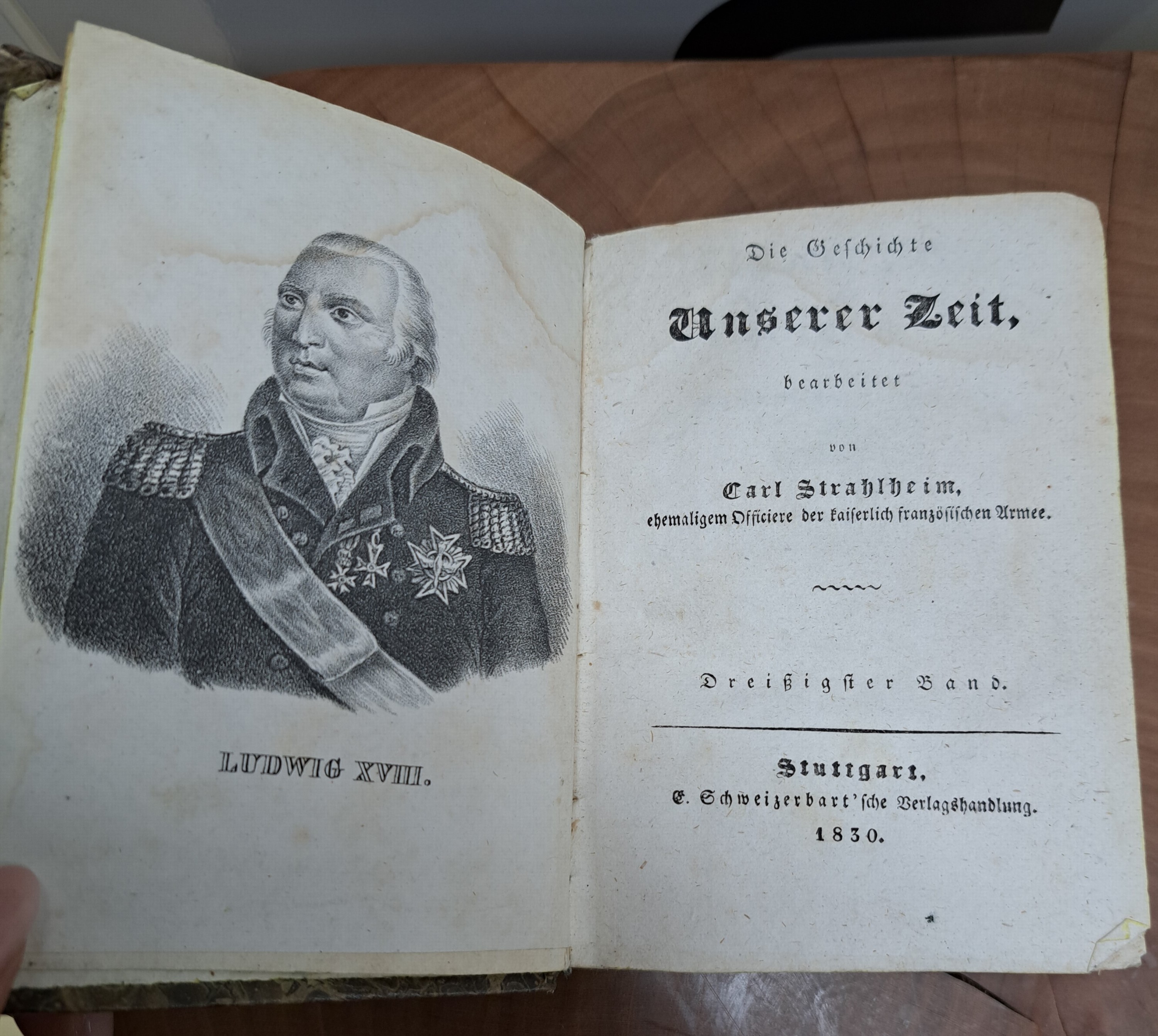 Detail g: Carl Strahlheim (1789-1858), Carl von Rotteck u.a.: Unsere Zeit, oder geschichtliche Uebersicht der merckwürdigsten Ereignisse von 1789-1830, ...