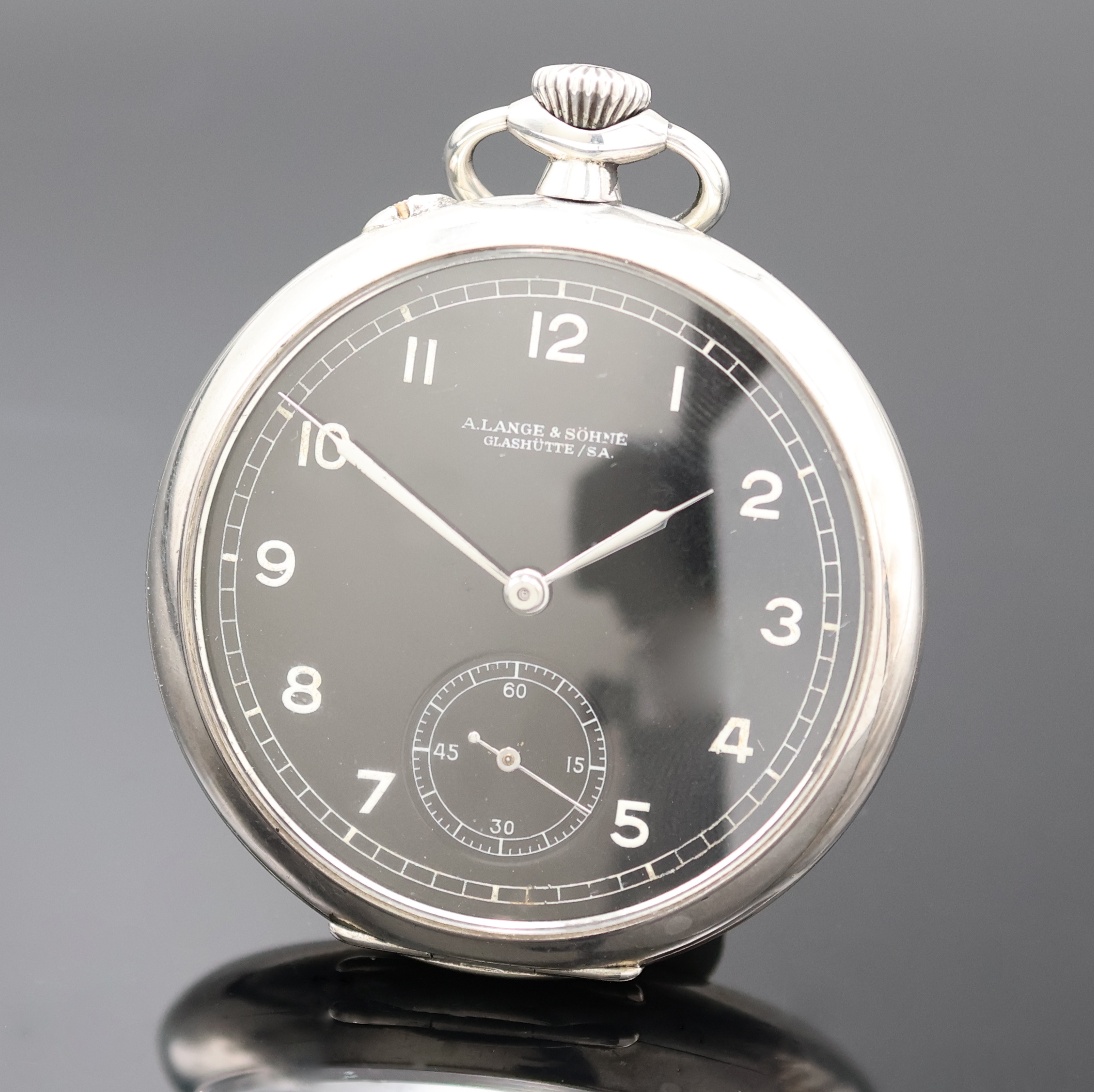 UHRENFABRIK AG Glashütte offene Taschenuhr in Silber, Deutschland um 1930, glattes Geh. im Rückdeckel grav. "Uhrenfabrik Akt. Ges. Glashütte. ...