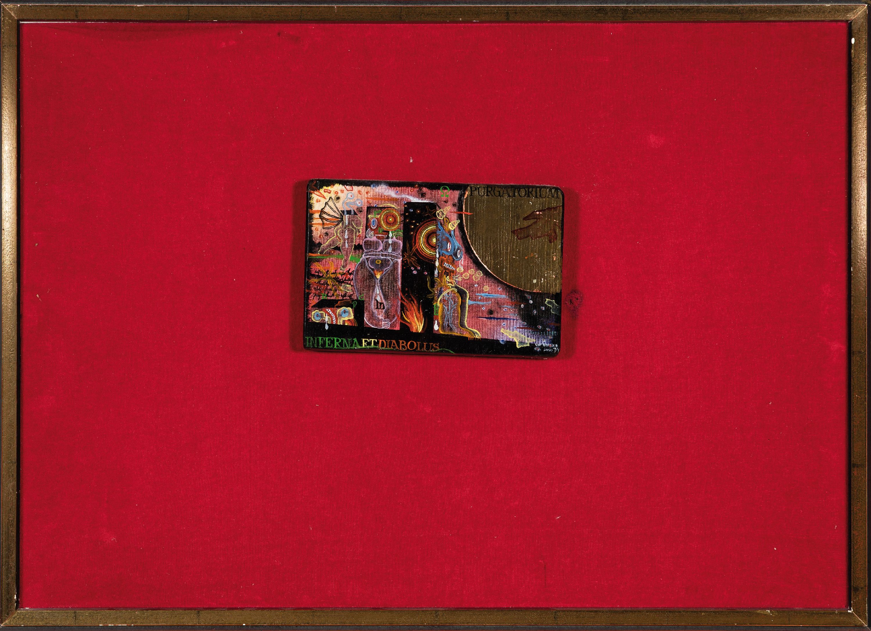 Uwe Bremer, geb. 1940, Purgatorium Inferno Diabolus, Öl/Holz, rechts unten sign. und dat. Anno 74, ca. 14x21cm