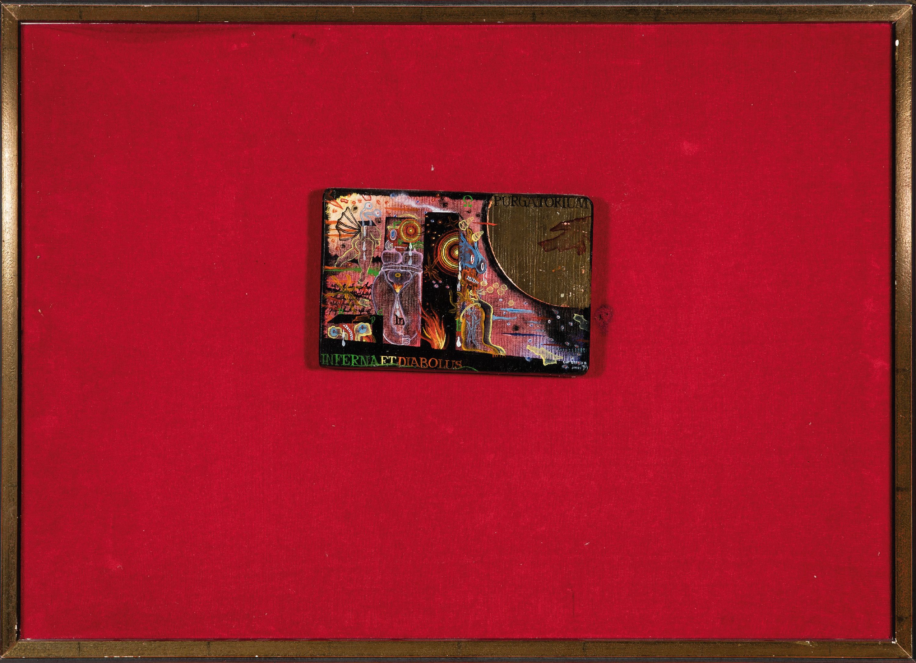 Detail k: Uwe Bremer, geb. 1940, Purgatorium Inferno Diabolus, Öl/Holz, rechts unten sign. und dat. Anno 74, ca. 14x21cm