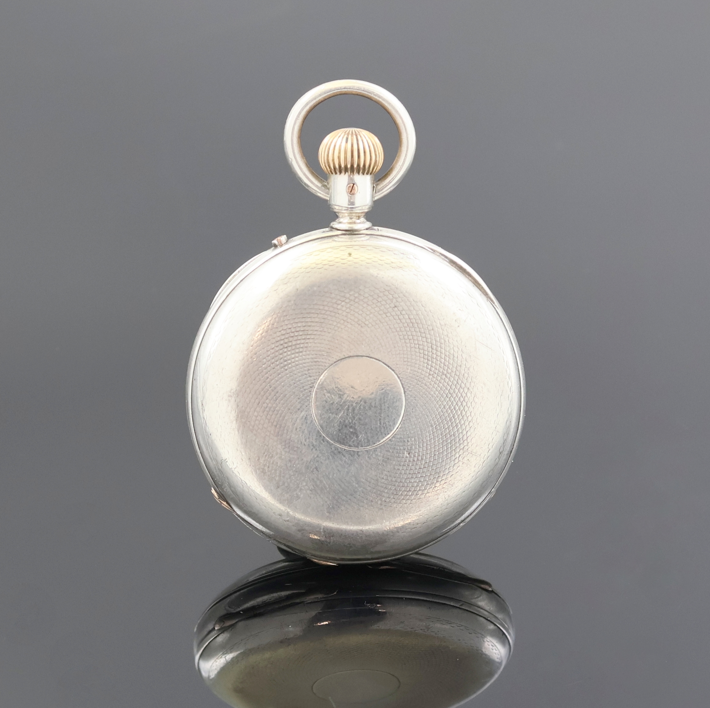 Detail a: J. ASSMANN Glashütte offene Silbertaschenuhr, Deutschland um 1910, Geh. dell., guill. Rückdeckel, Emailzifferbl. l. riss., röm. Zahlen, gebl. ...
