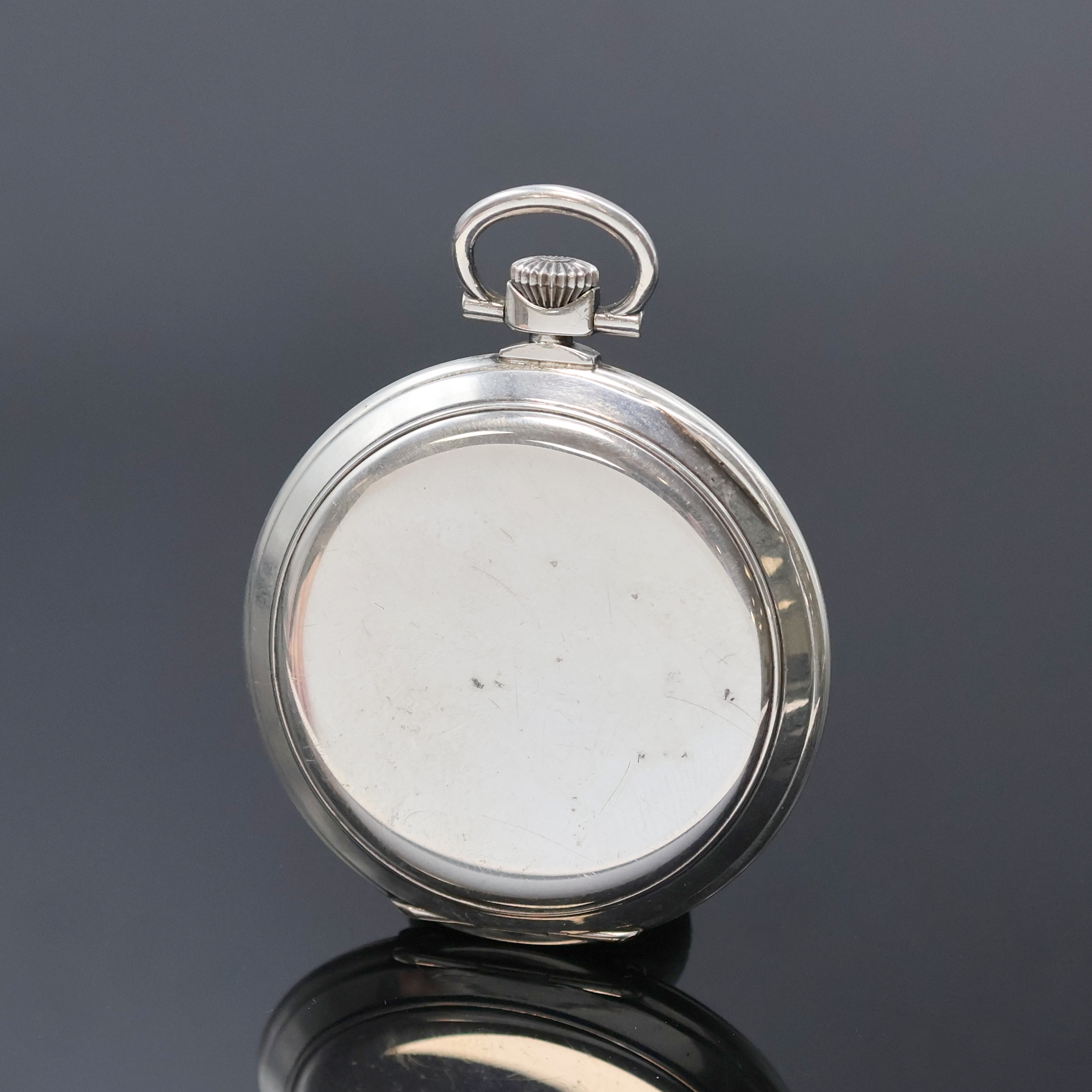 Detail a: UHRMACHERSCHULE Le Locle kleine offene 900er Silbertaschenuhr, Schweiz um 1930, glattes Geh. m. kurzem Pendant, sign. Emailzifferbl., Breguetzahlen ...