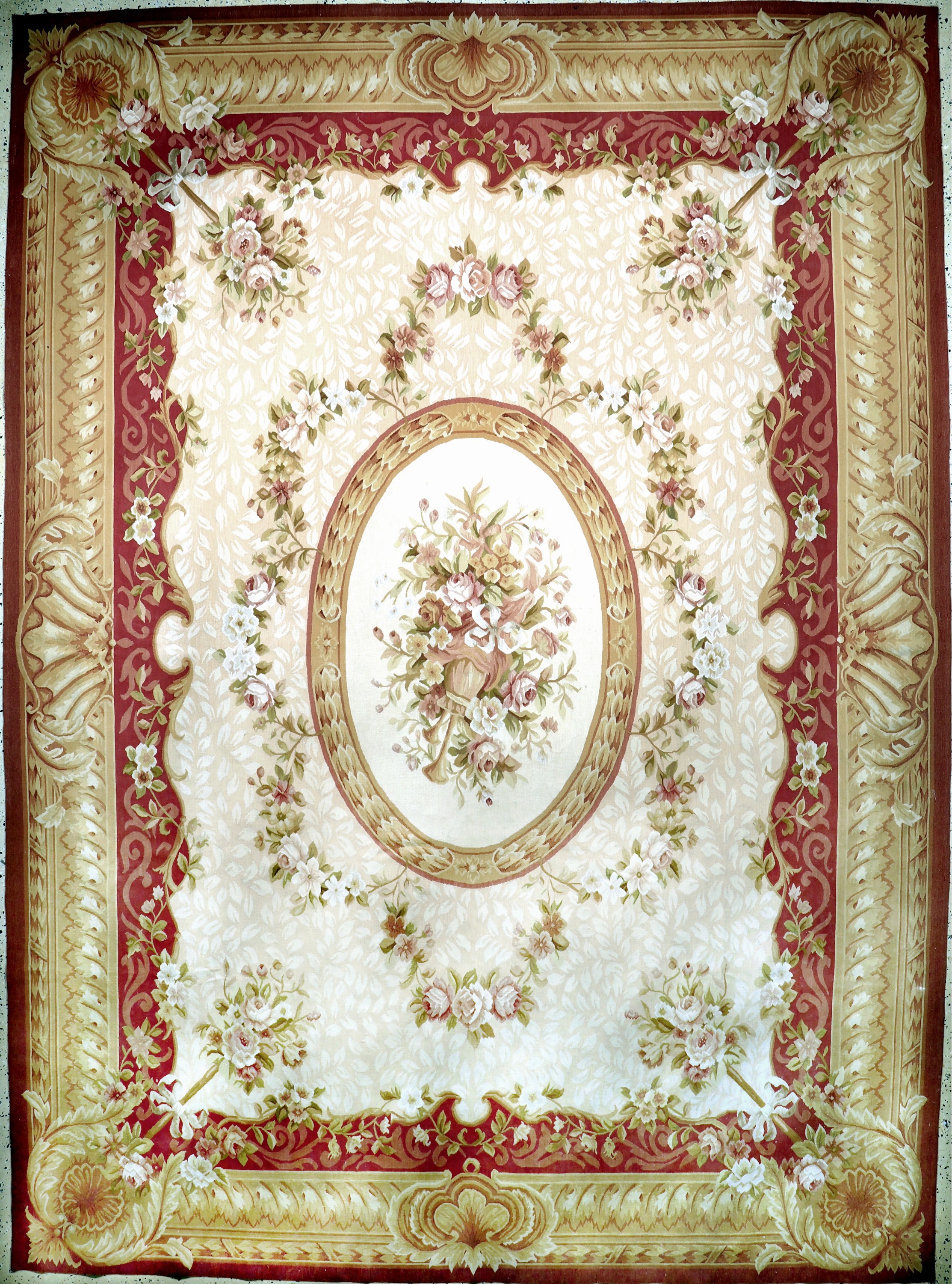 Aubusson flachgewebt, China, Ende 20.Jhd, Wolle auf Baumwolle, ca. 370 x 270 cm, Reinigungsbedürftig, EHZ: 1-2